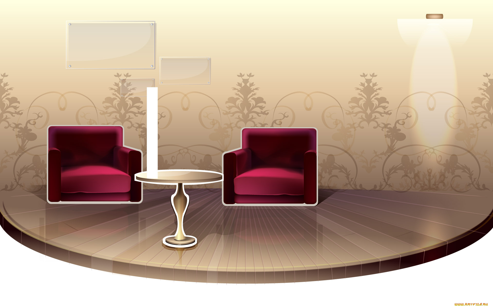 векторная, графика, мебель, комната