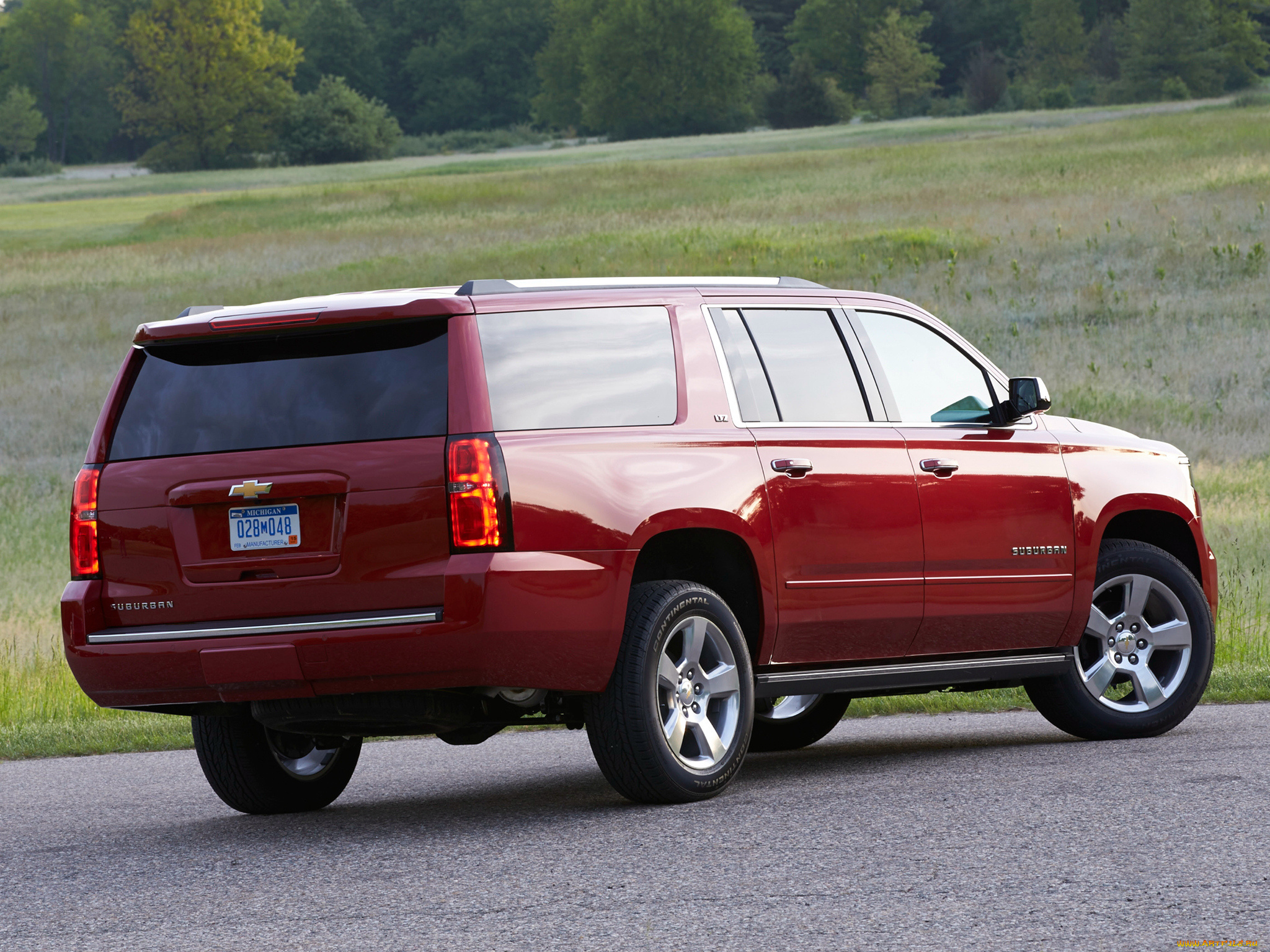 автомобили, chevrolet, suburban, 2014г, красный