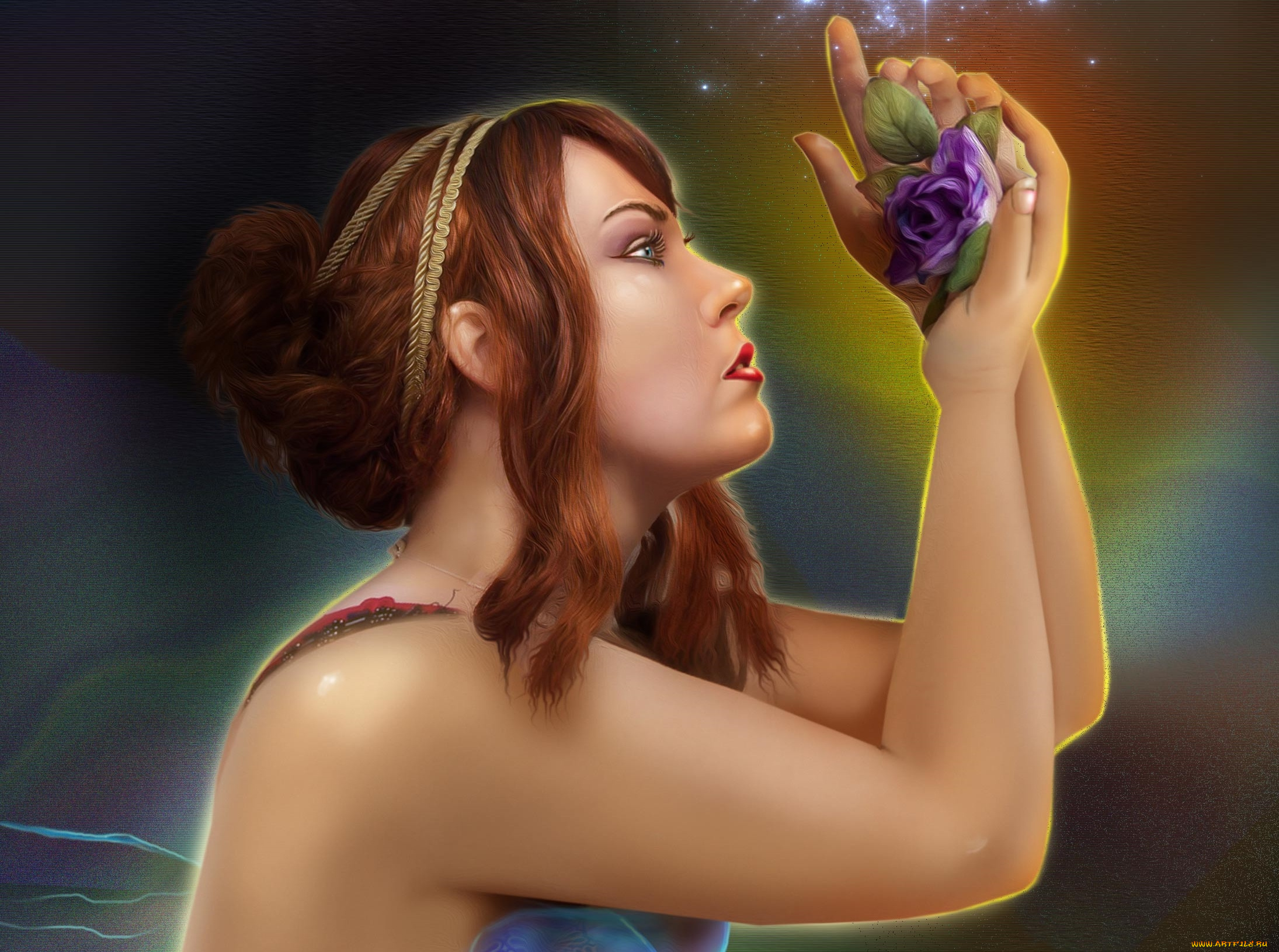 фэнтези, девушки, цветы, руки