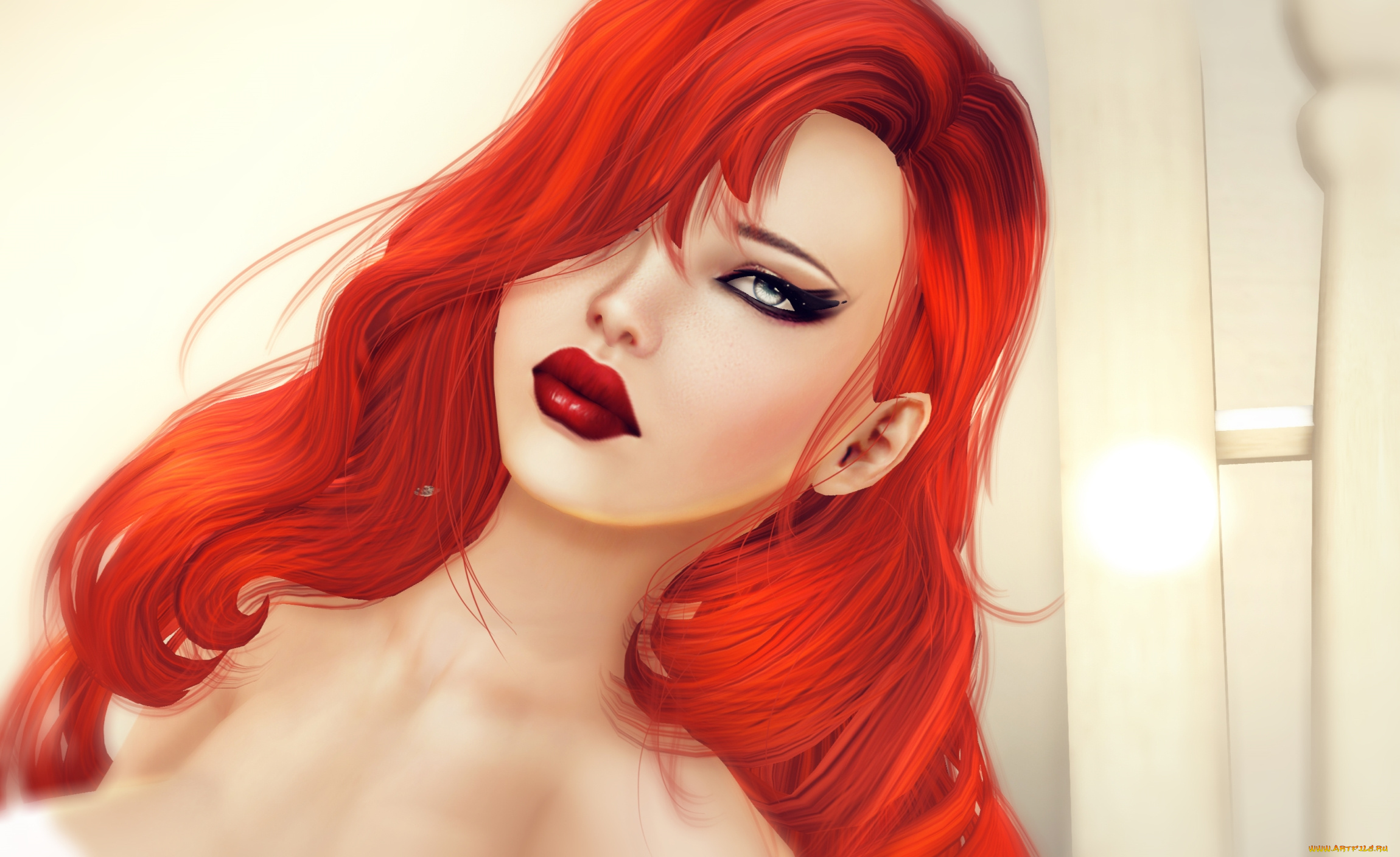 3д, графика, портрет, , portraits, рыжая