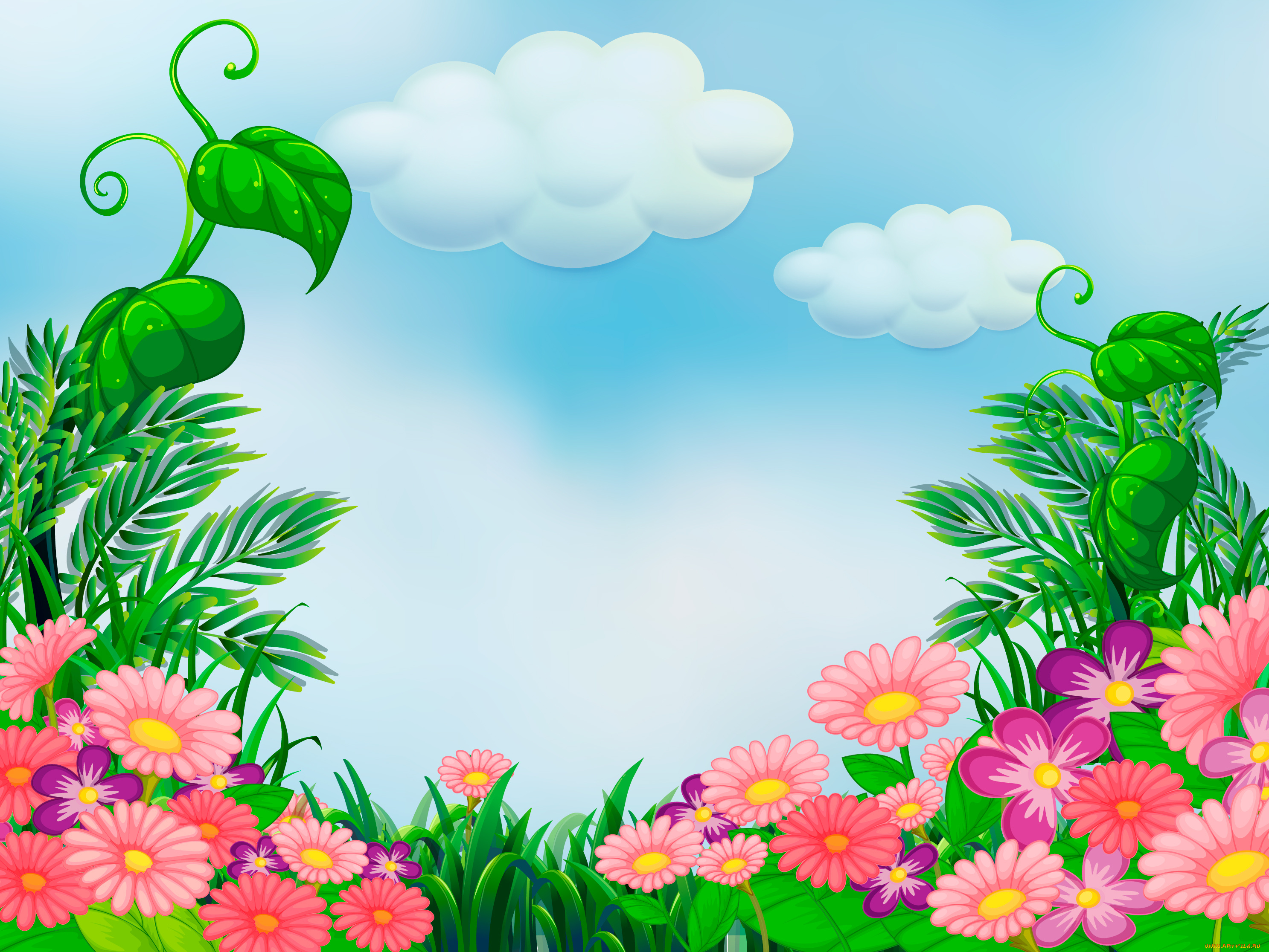 векторная, графика, цветы