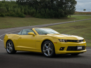 Картинка автомобили camaro желтый convertible ss chevrolet 2013г