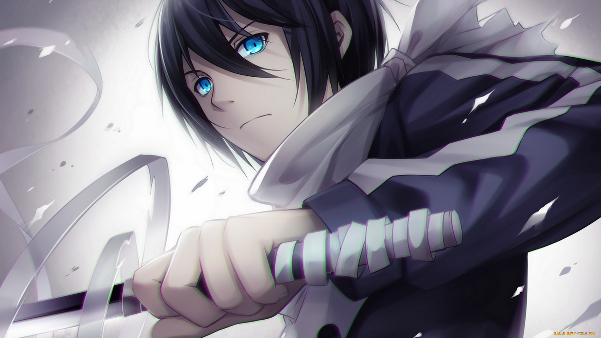 аниме, noragami, катана, парень, yato, tidsean, арт, бинты, оружие