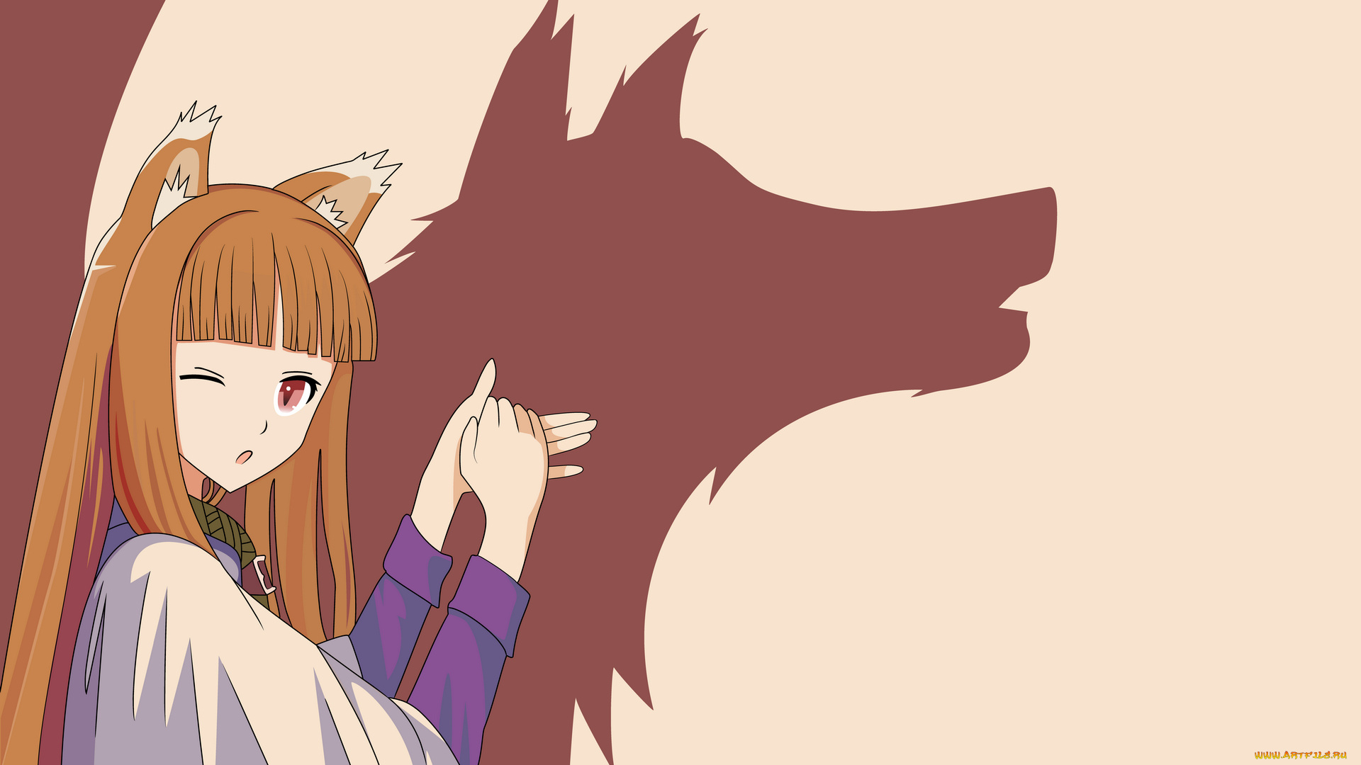 аниме, spice, and, wolf, арт, тень, волк, девушка, horo, spice, and, wolf