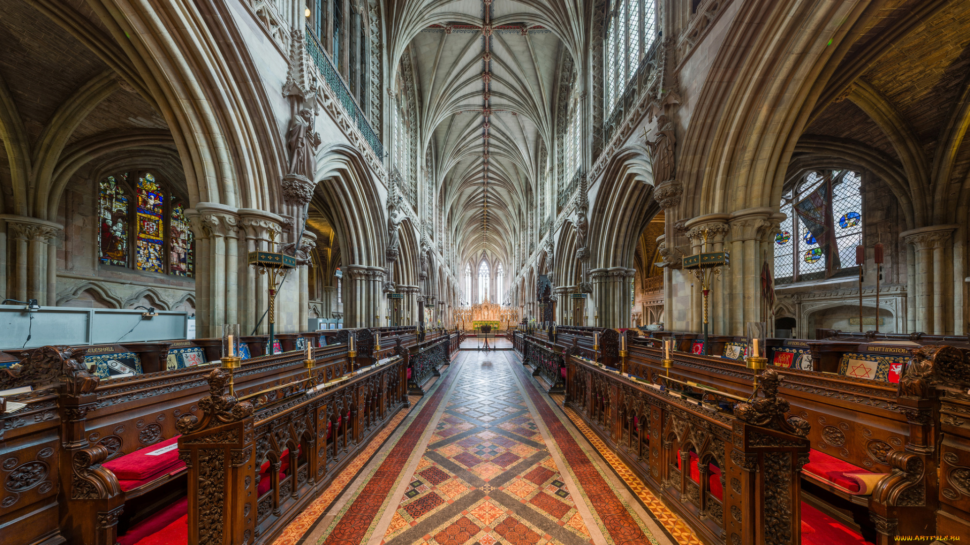 lichfield, cathedral, choir, интерьер, убранство, , роспись, храма, храм