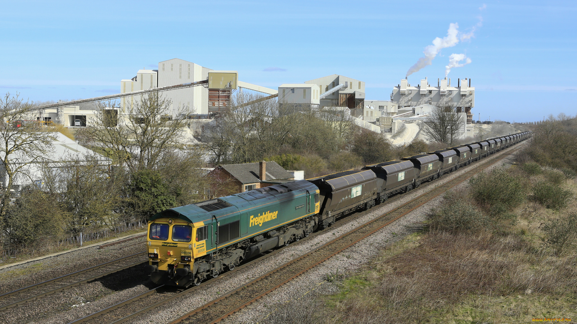 техника, поезда, железная, дорога, рельсы, локомотив, состав