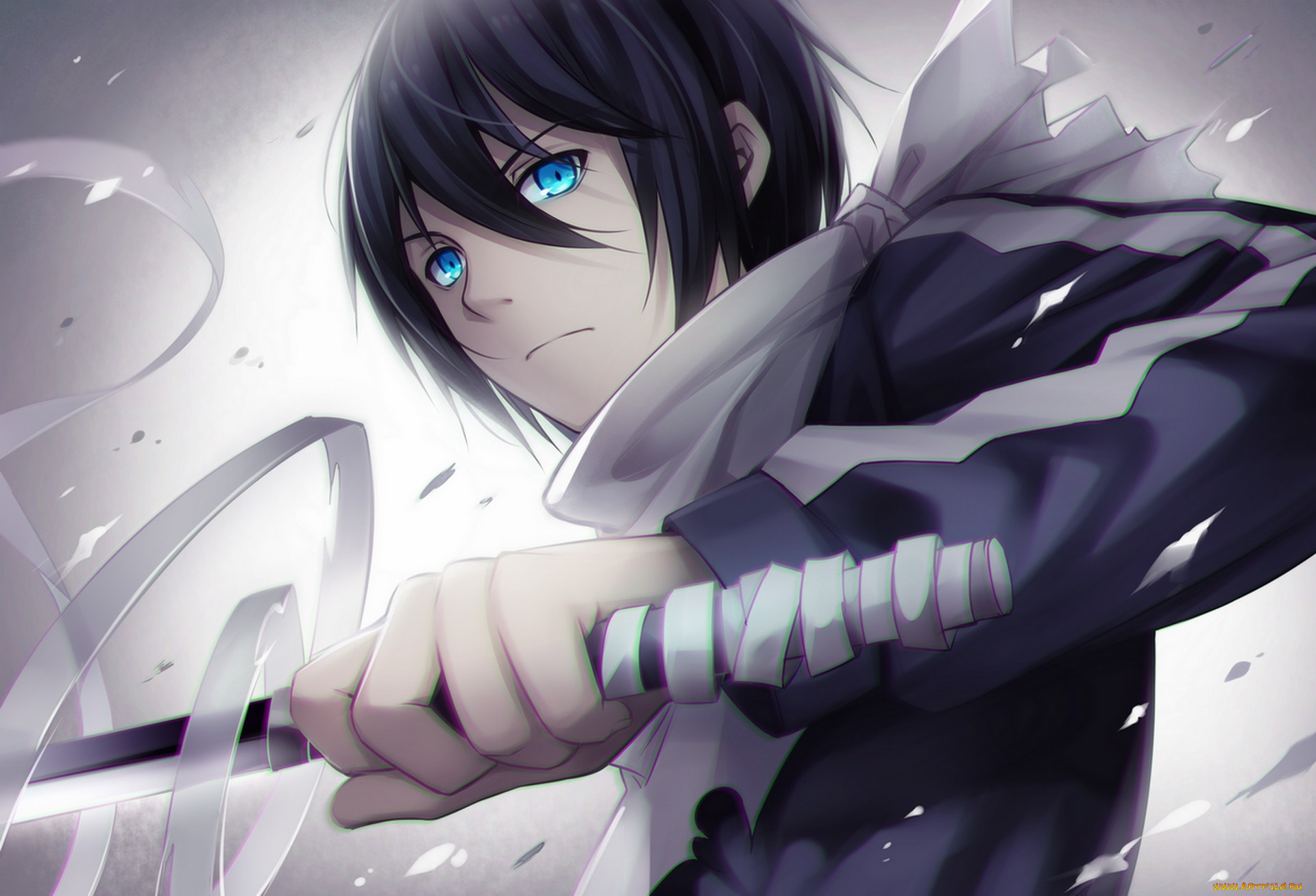 аниме, noragami, катана, парень, yato, tidsean, арт, бинты, оружие