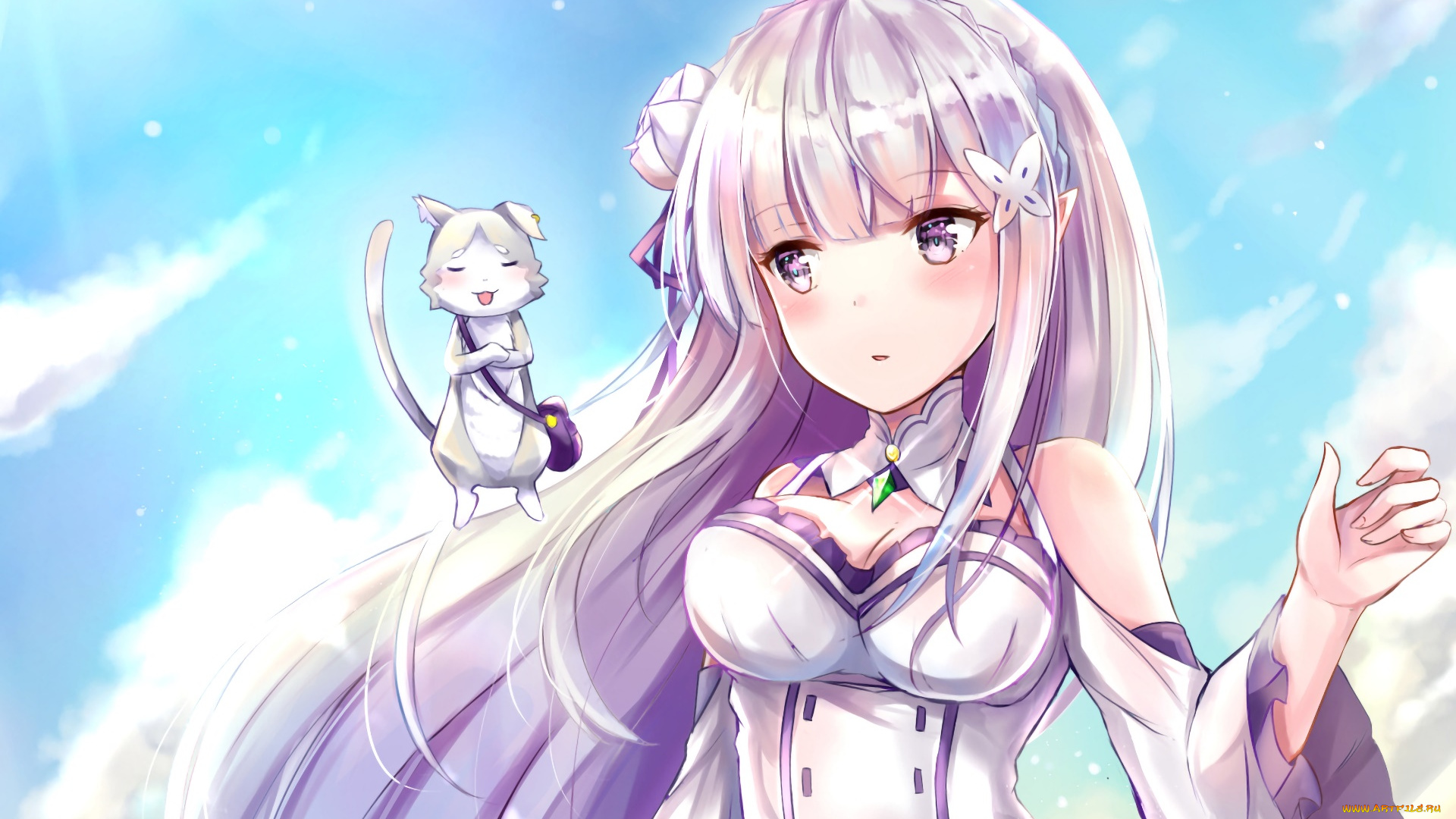 аниме, re, , zero, kara, hajimeru, isekai, seikatsu, фон, взгляд, девушка