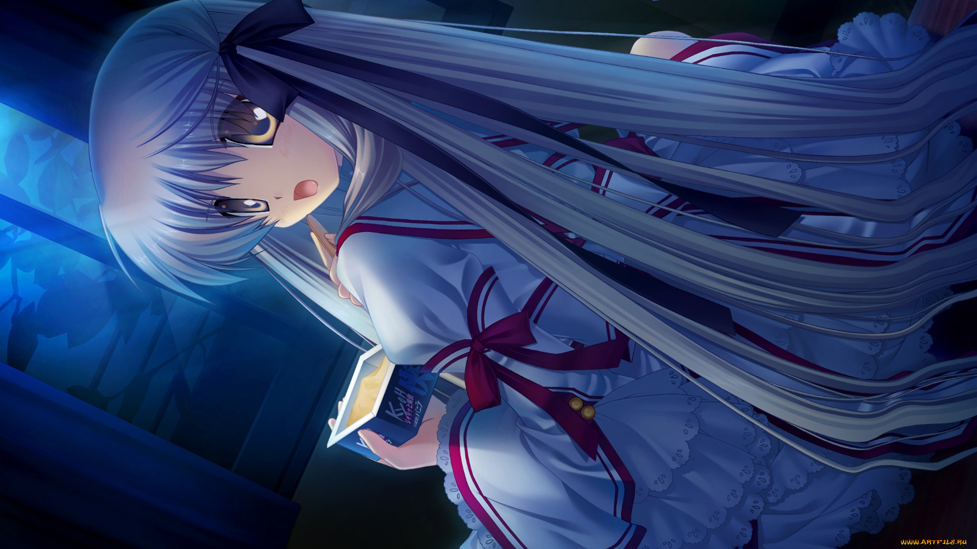 аниме, rewrite, девушка, фон, взгляд