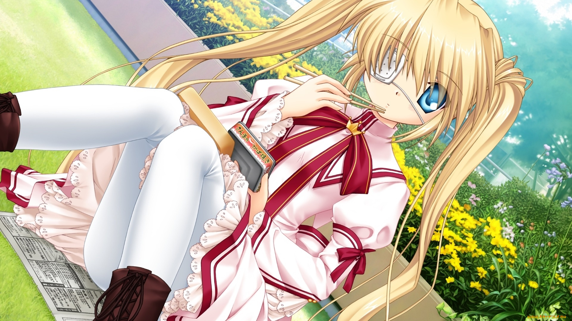 аниме, rewrite, фон, взгляд, девушка