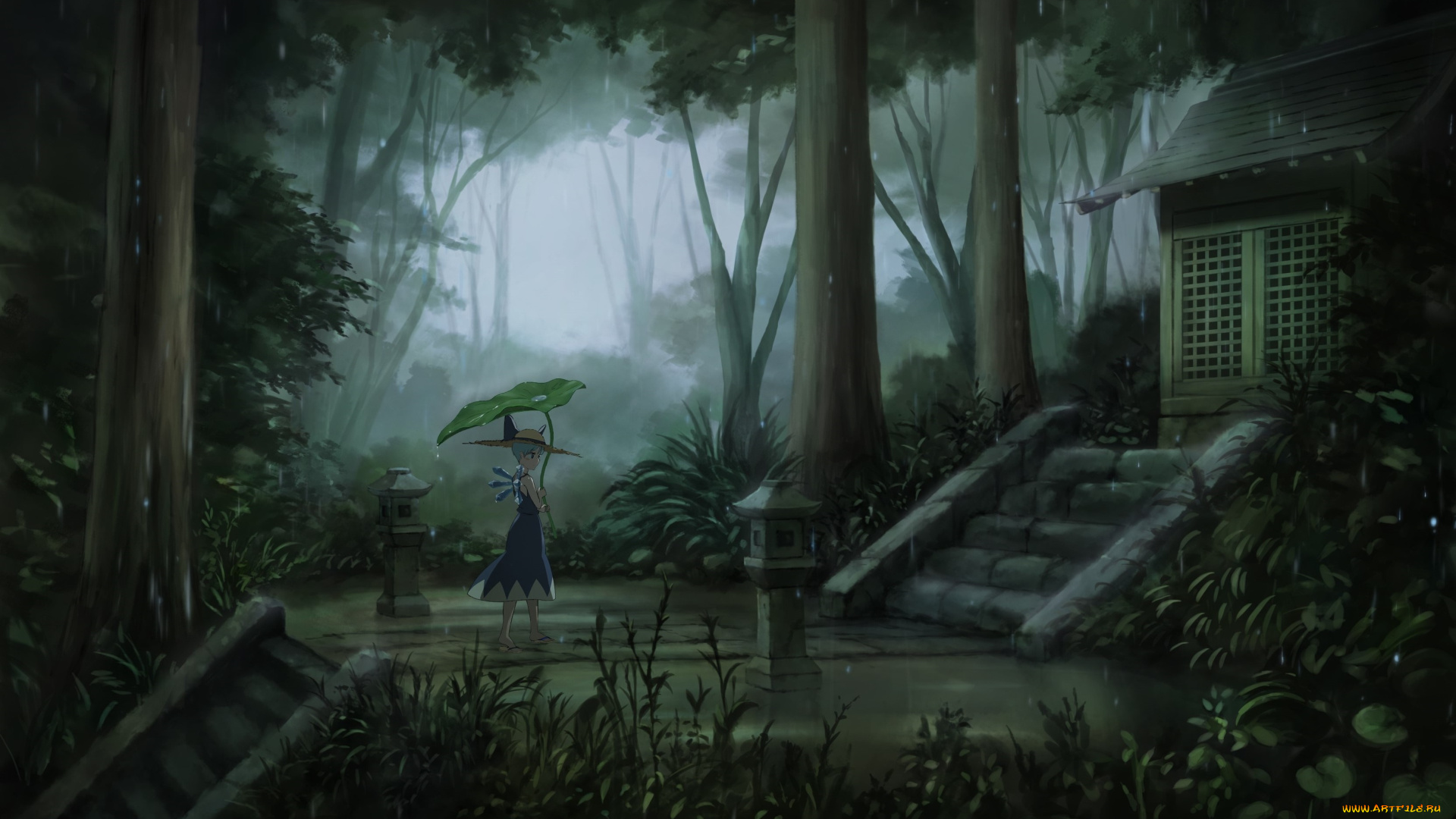 аниме, touhou, девушка, фон, взгляд