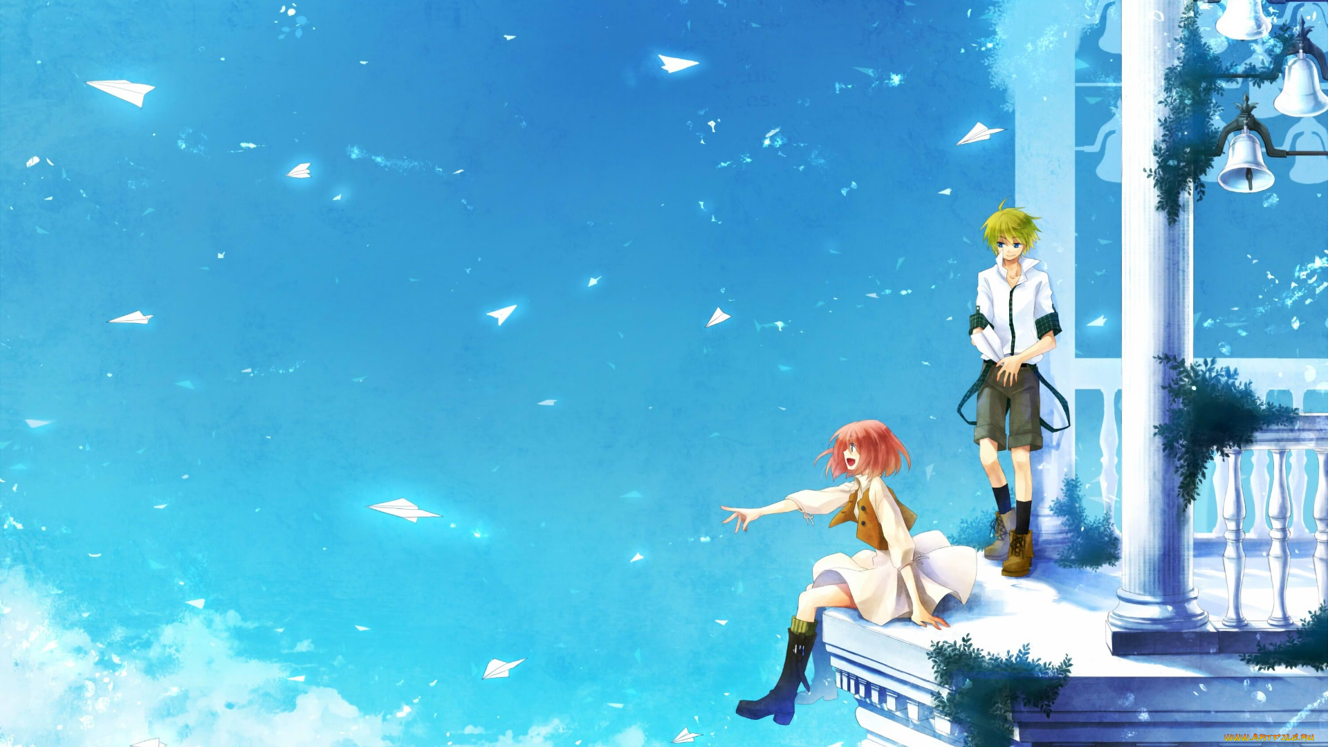 аниме, unknown, , другое, парень, фон, взгляд, девушка