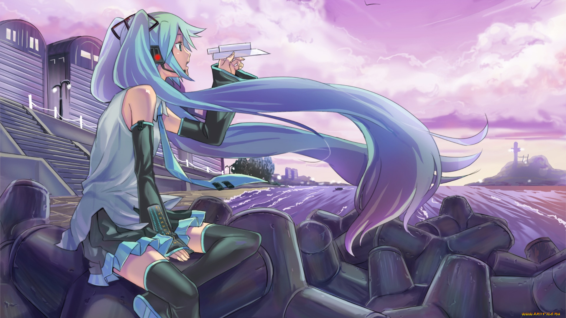 аниме, vocaloid, фон, девушка, взгляд