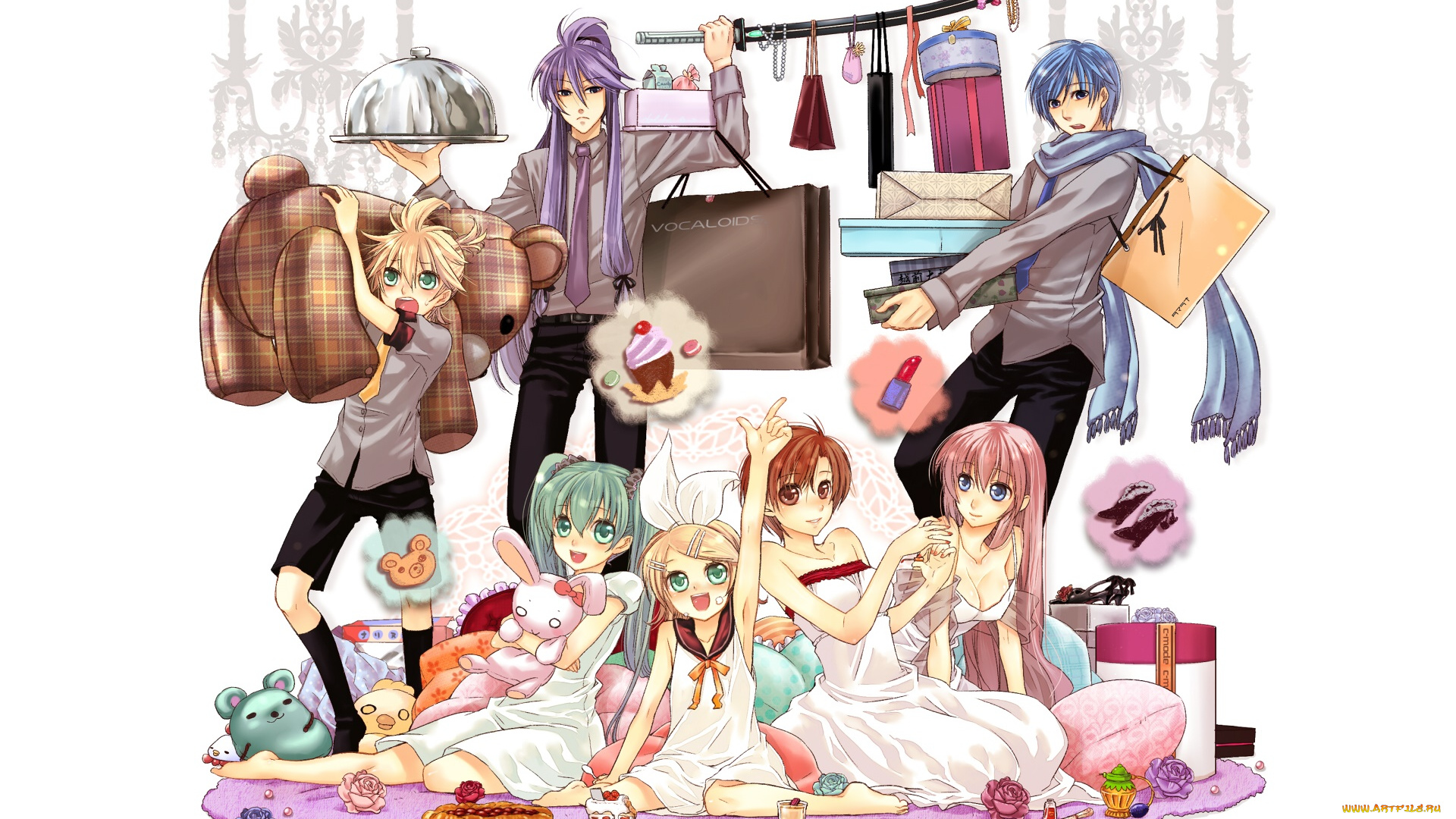 аниме, vocaloid, фон, взгляд, девушки