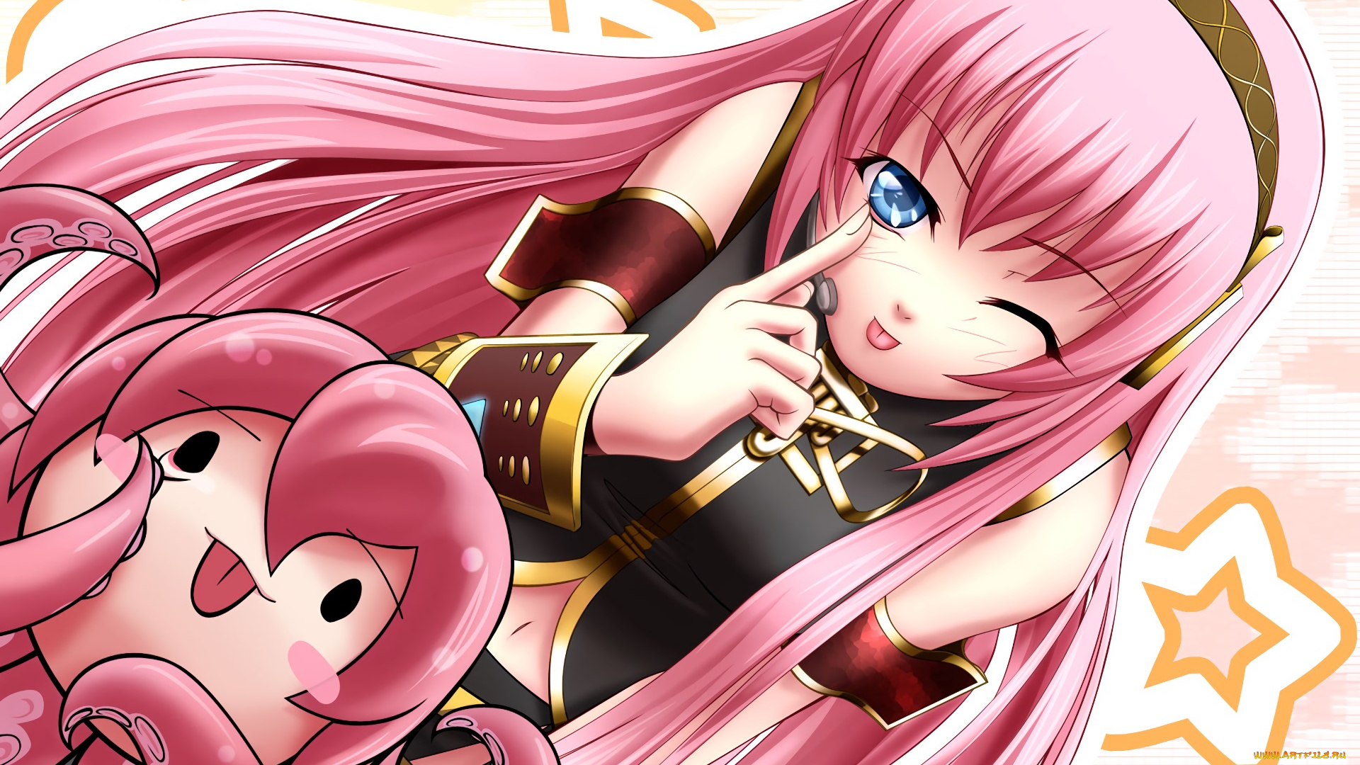 аниме, vocaloid, взгляд, девушки, фон