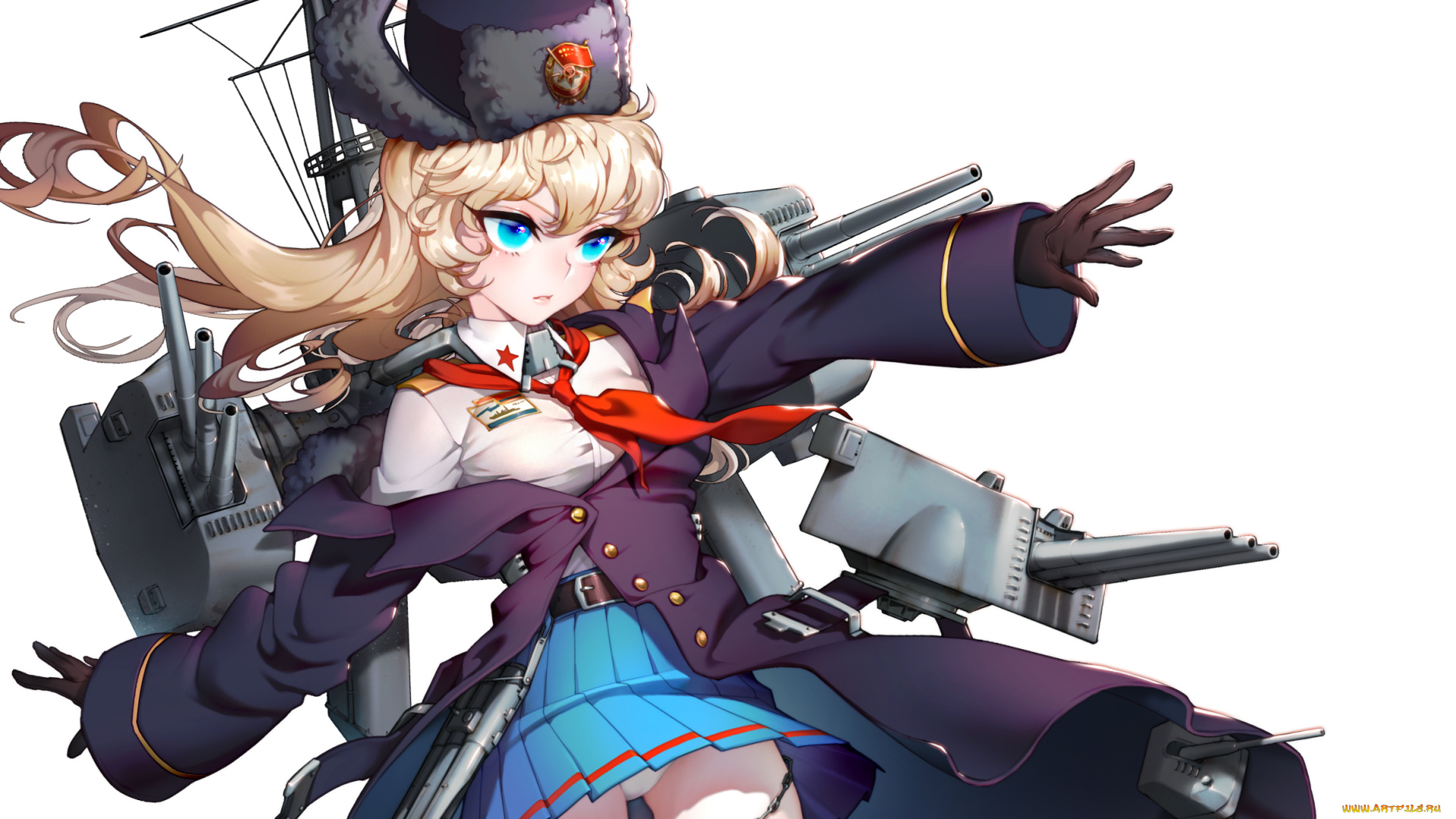 battleship, girls, аниме, kantai, collection, фон, девушка, взгляд