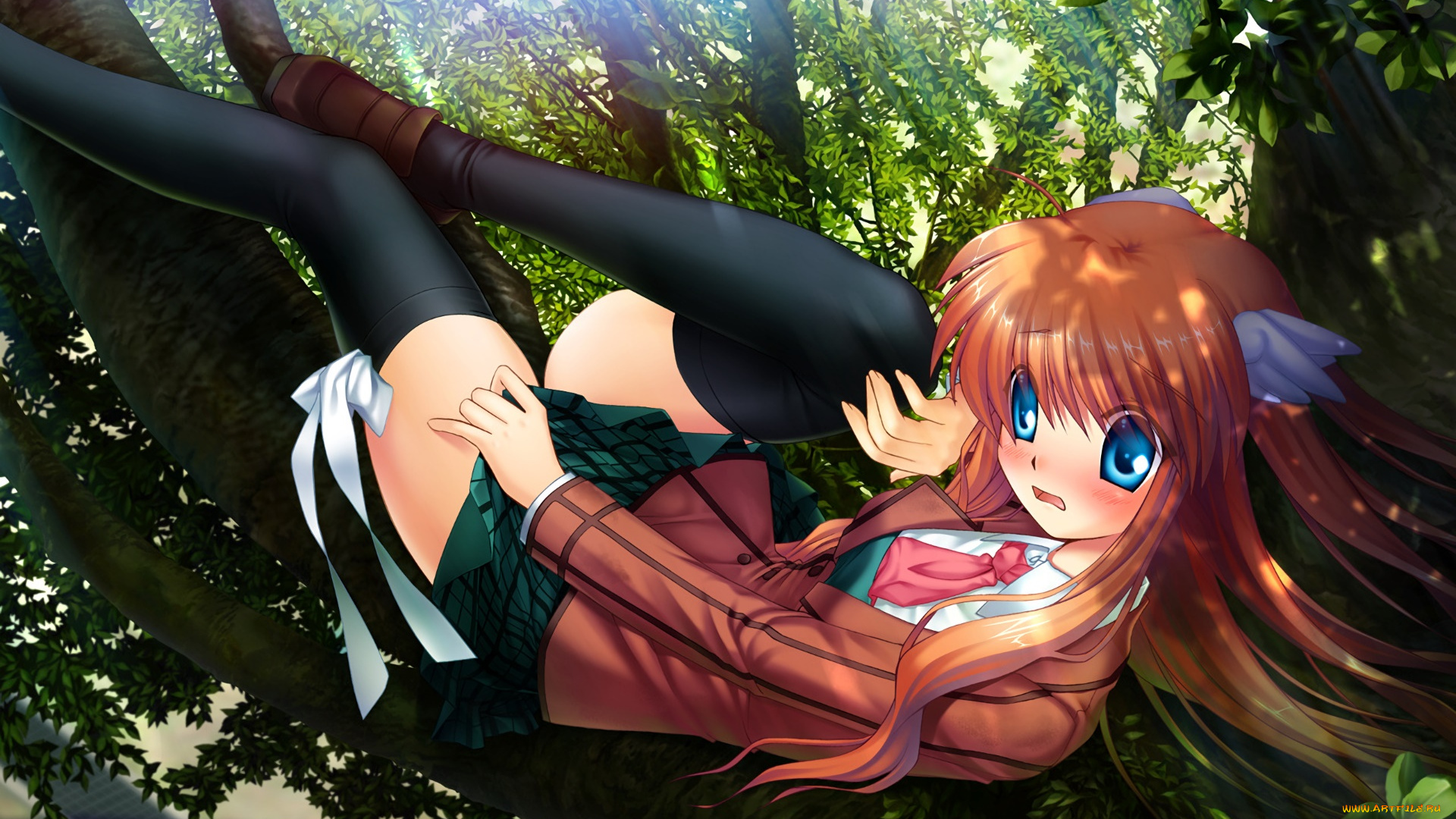 rewrite, аниме, взгляд, девушка, фон