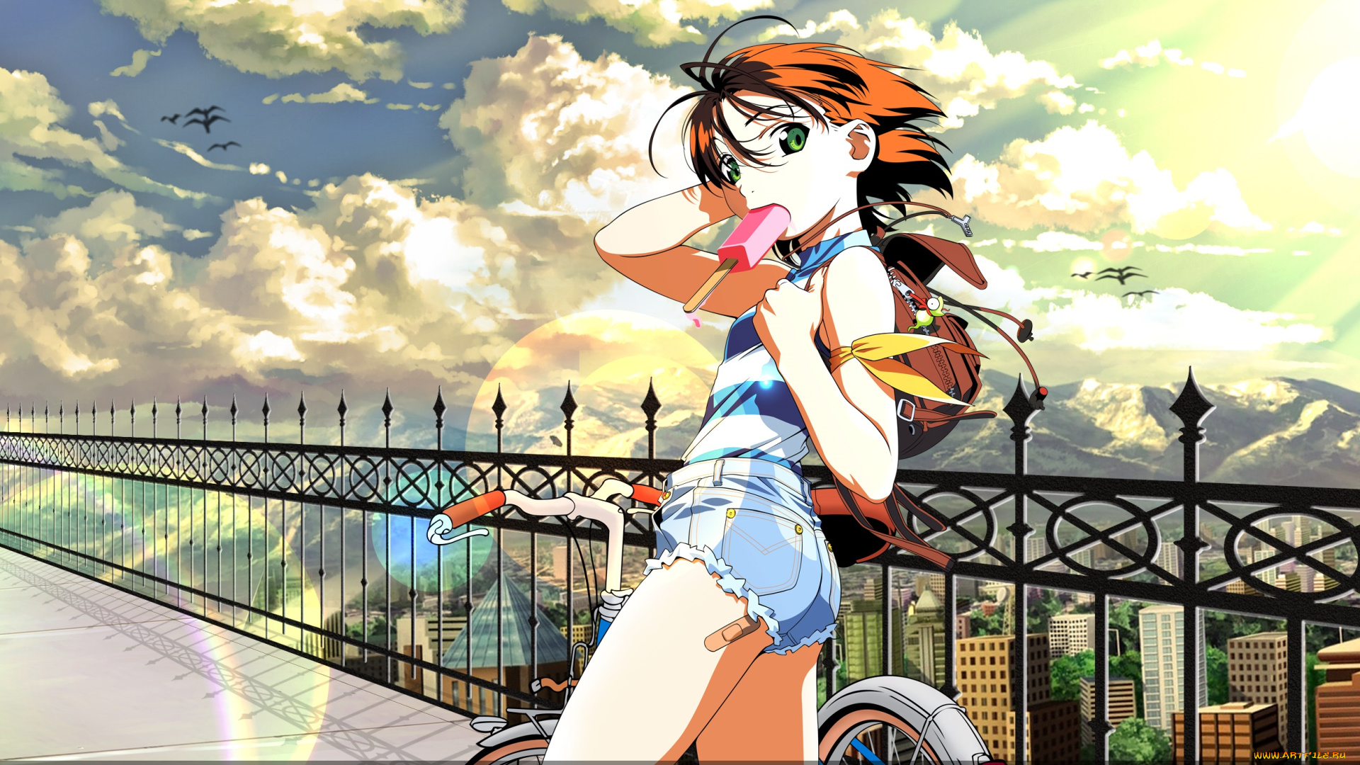 starship, girl, yamamoto, yohko, аниме, взгляд, девушка, фон