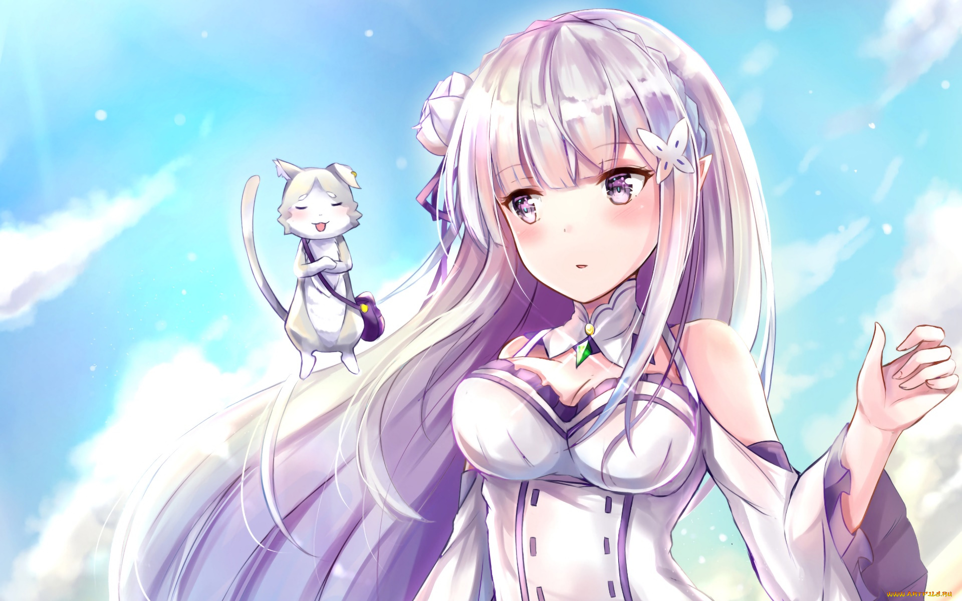 аниме, re, , zero, kara, hajimeru, isekai, seikatsu, фон, взгляд, девушка