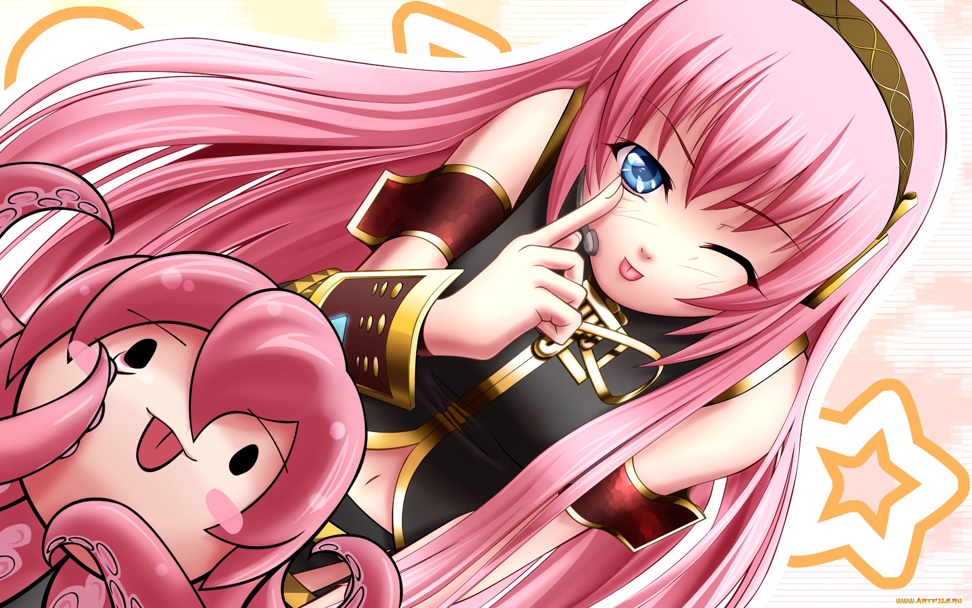 аниме, vocaloid, взгляд, девушки, фон