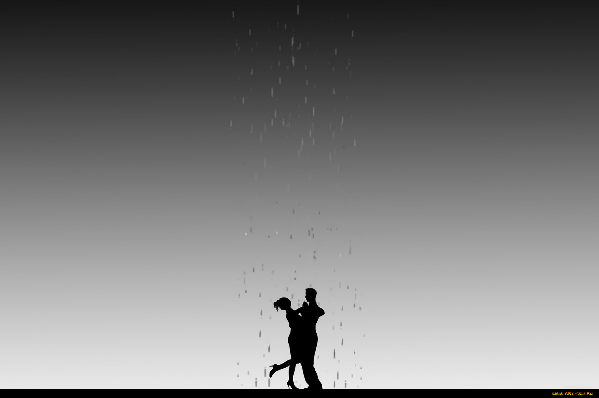 рисованное, минимализм, тень, дождь, свет, силуэты