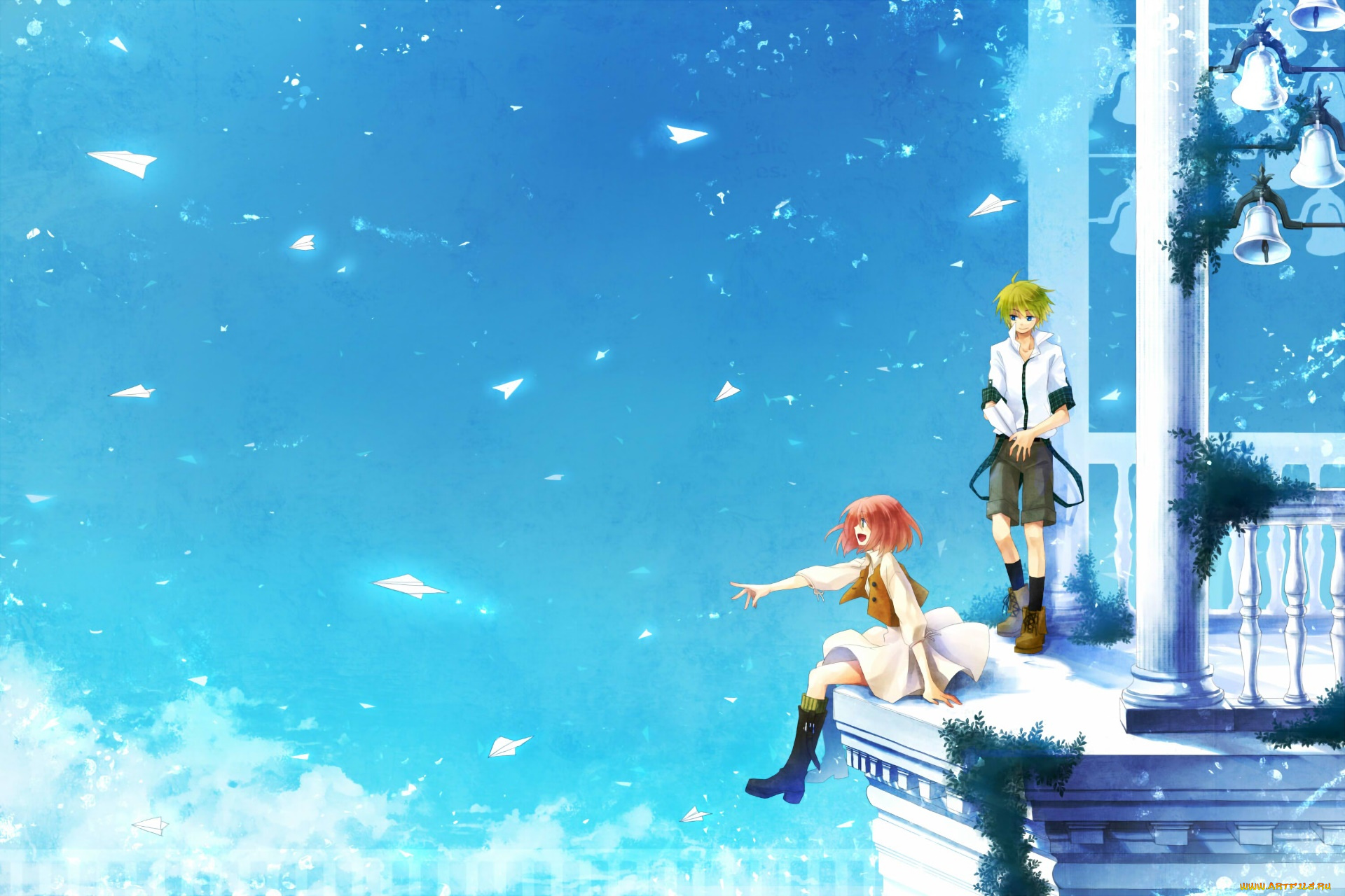 аниме, unknown, , другое, парень, фон, взгляд, девушка