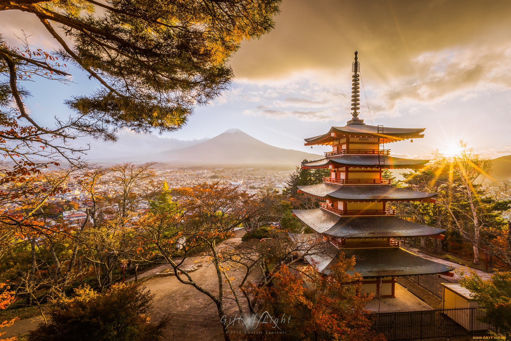 города, -, пейзажи, гора, храм