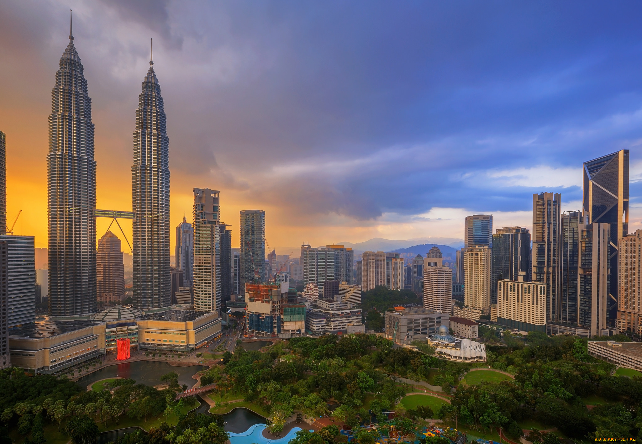 park, in, kuala, lumper, city, города, куала-лумпур, , малайзия, близнецы, башни