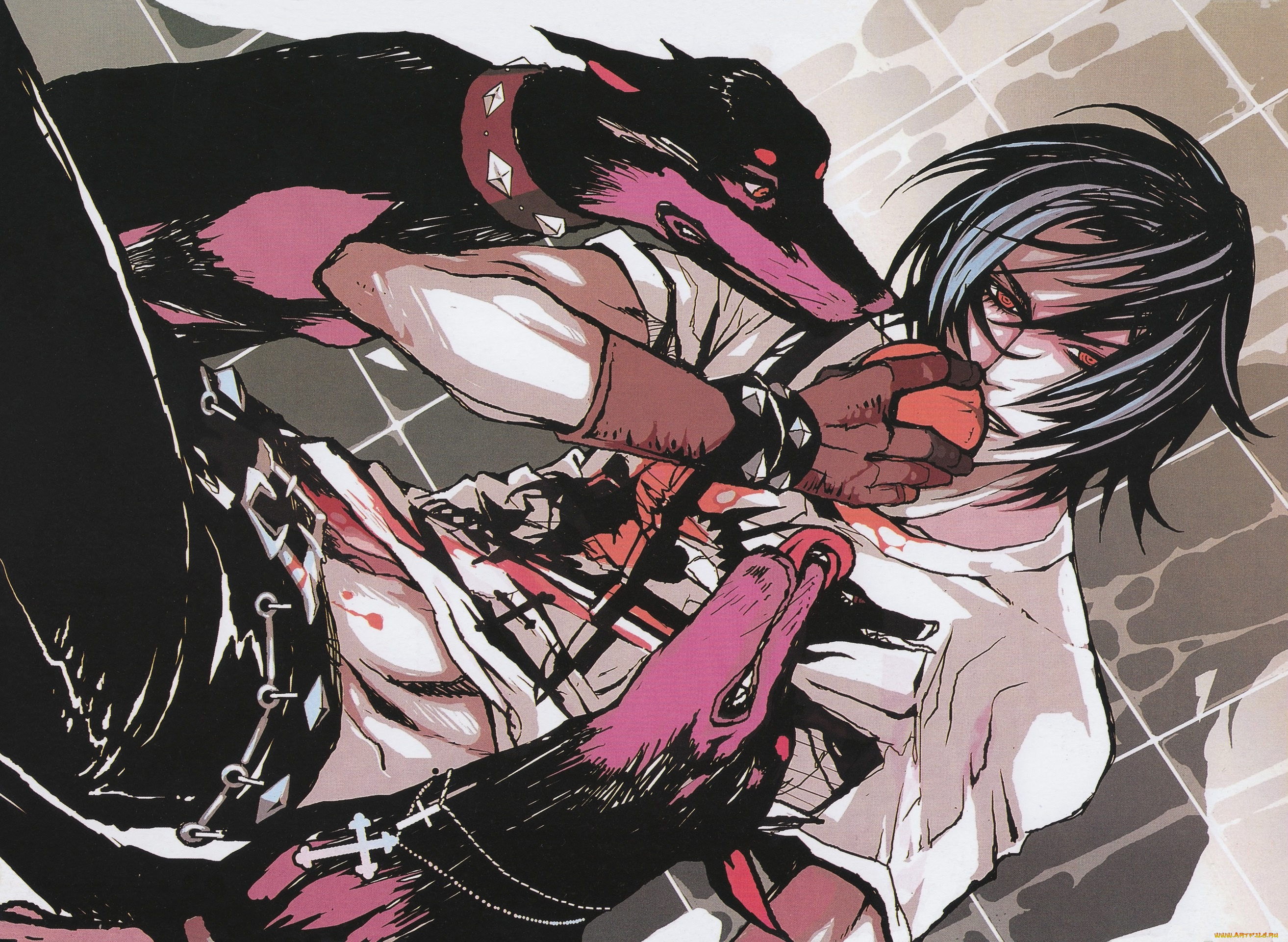 аниме, togainu, no, chi, парень, собаки