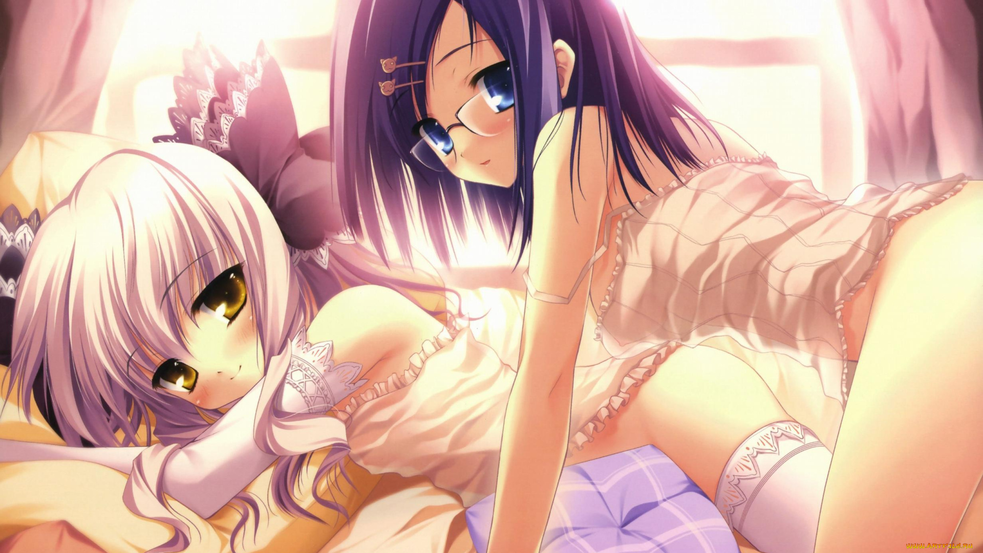 аниме, da, capo, девушки, постель, белье