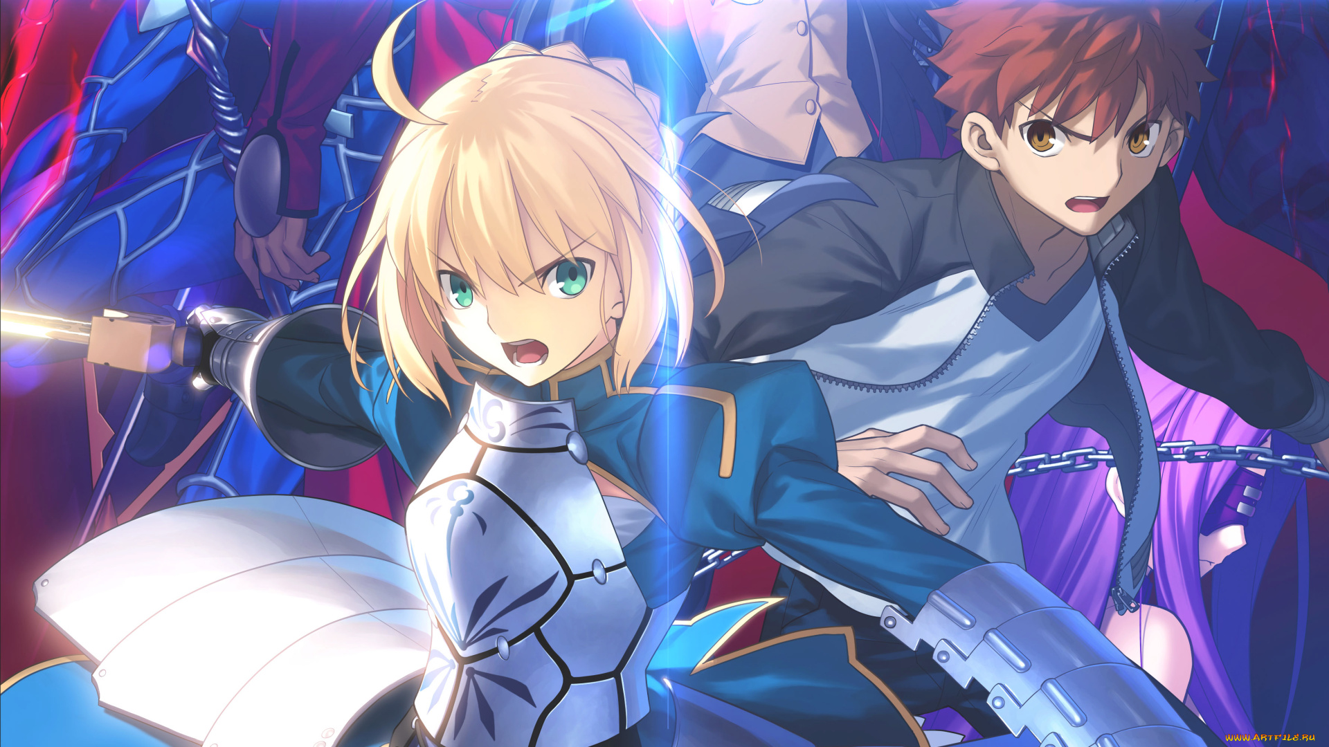 аниме, fate, stay, night, девушка, взгляд, фон