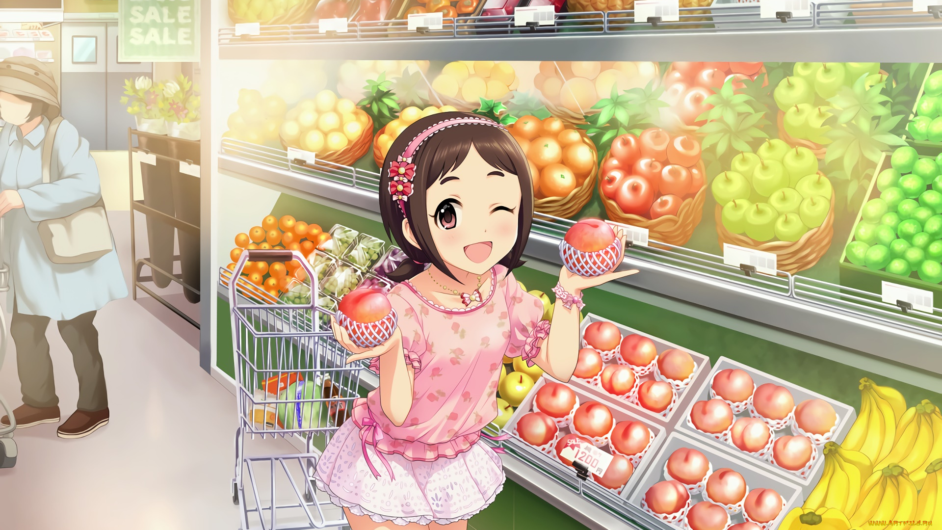 аниме, idolm@ster, фон, взгляд, девушка