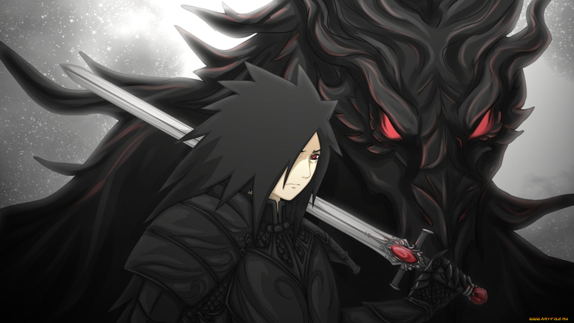 аниме, naruto, меч, воин, дракон, мадара, учиха