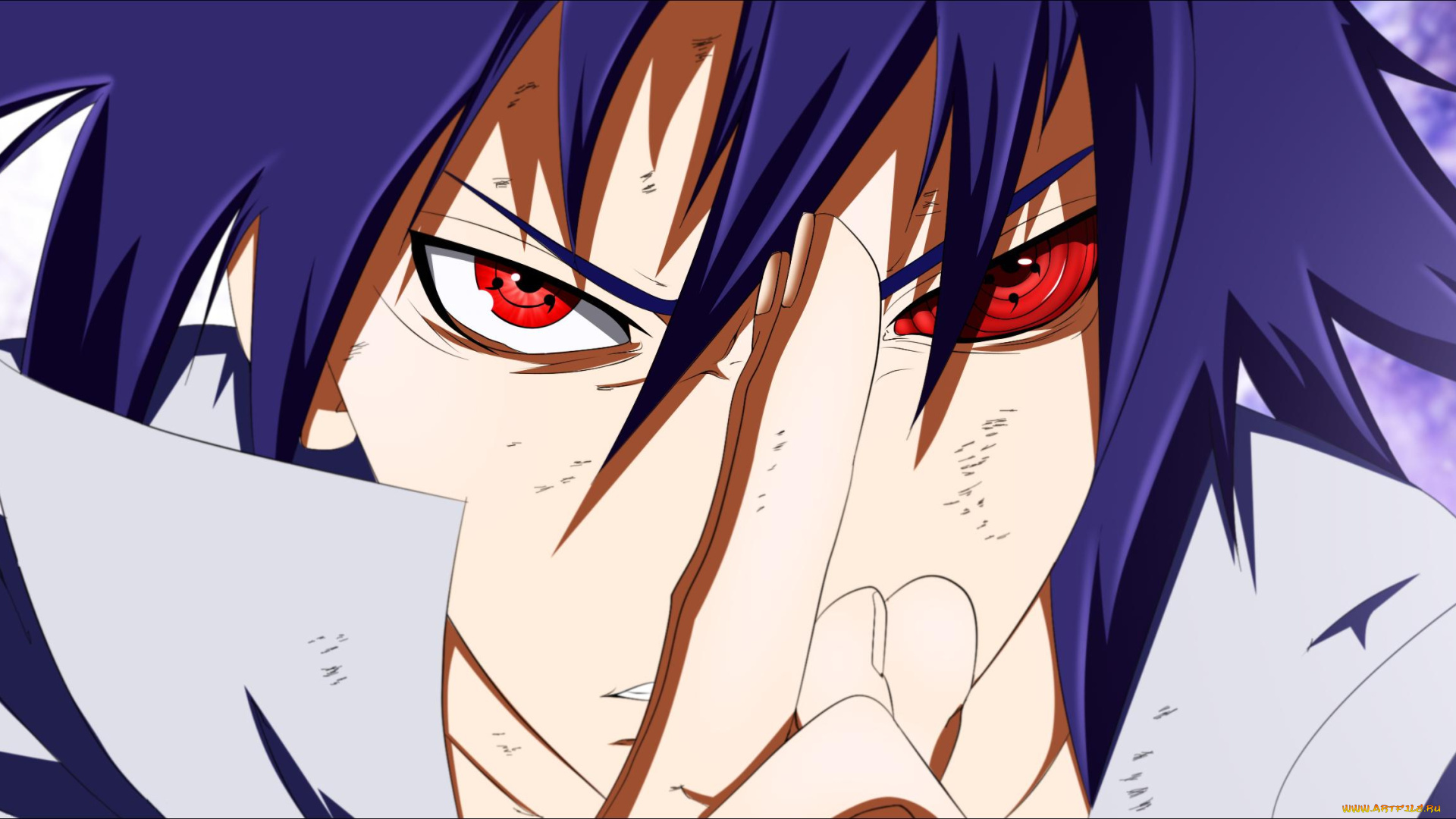 аниме, naruto, шаринган, знак, лицо, учиха, саске