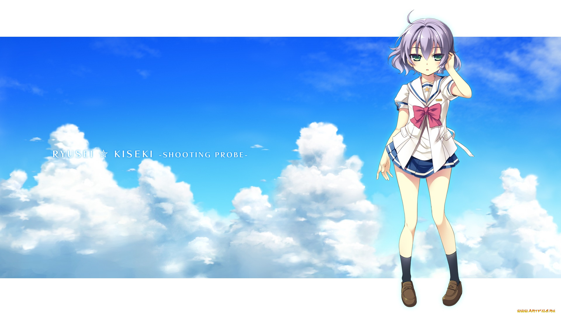 аниме, ryuusei, kiseki, -shooting, probe, фон, взгляд, девушка