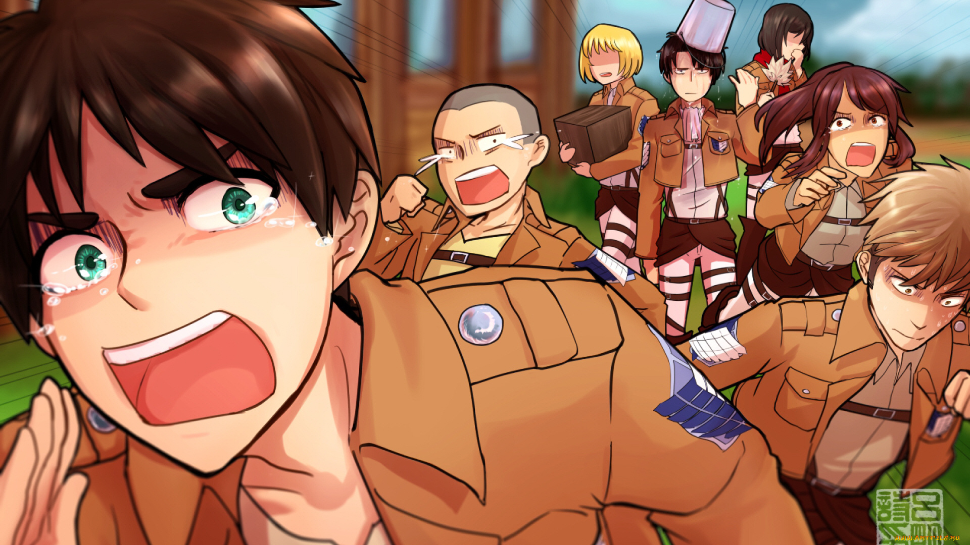 аниме, shingeki, no, kyojin, атака, титанов