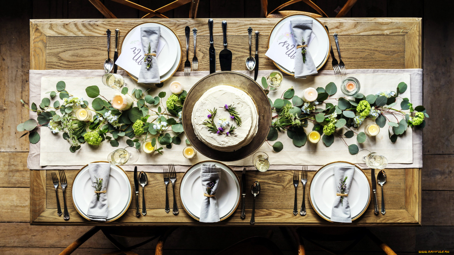 еда, сервировка, приборы, торт, свечи