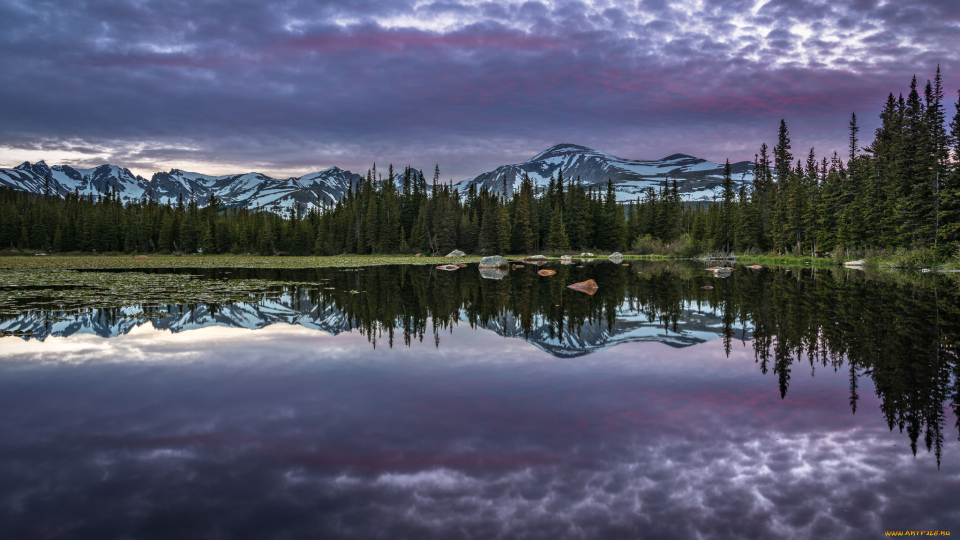 природа, реки, озера, снег, вода, озеро, деревья, горы