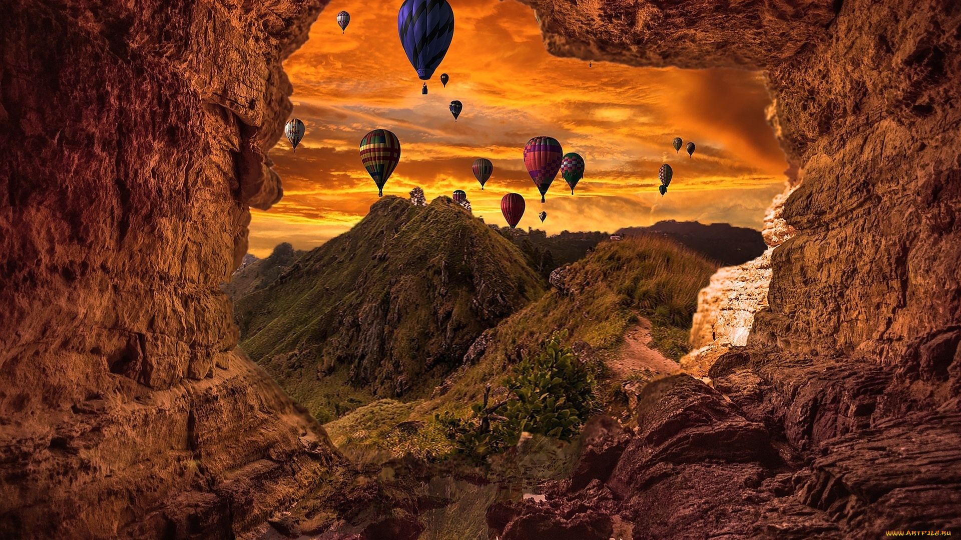 авиация, воздушные, шары, шары, воздушные, пещера