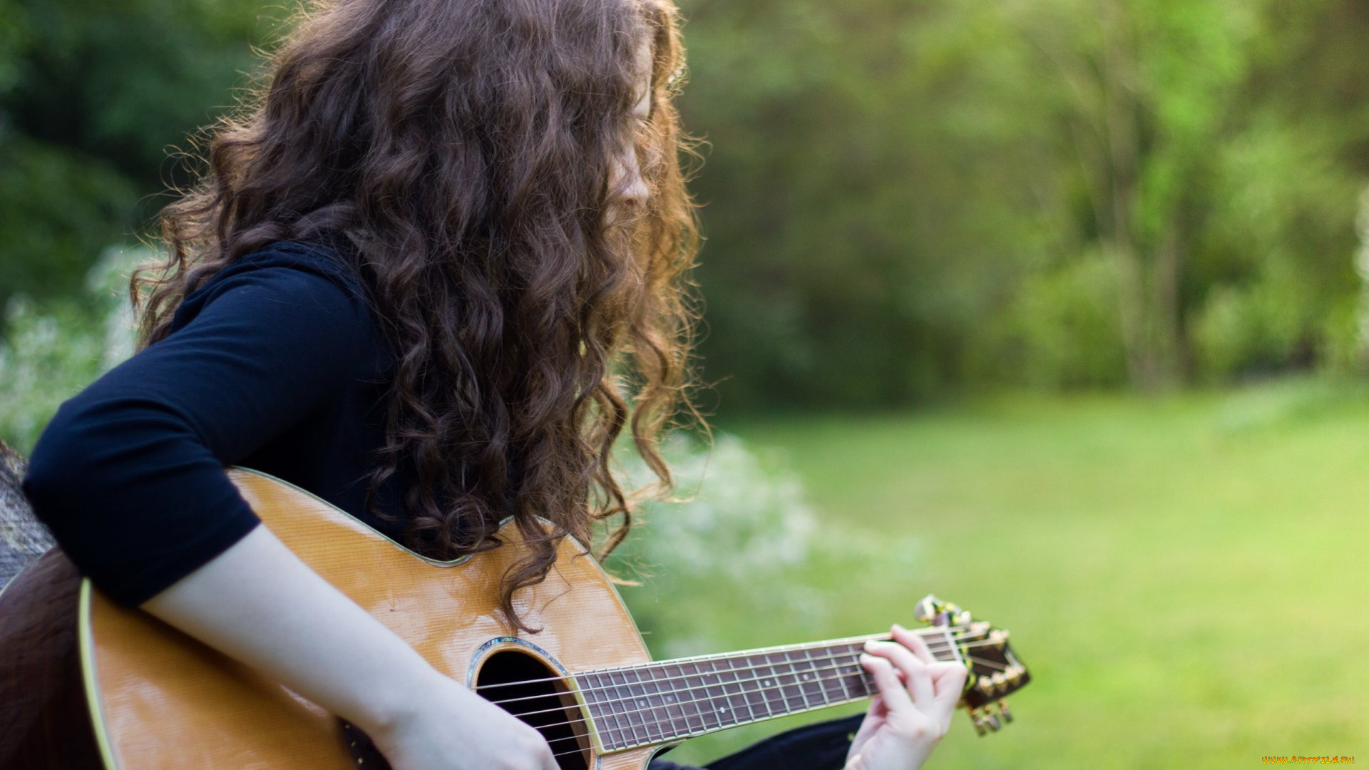 музыка, -другое, природа, гитара, девушка