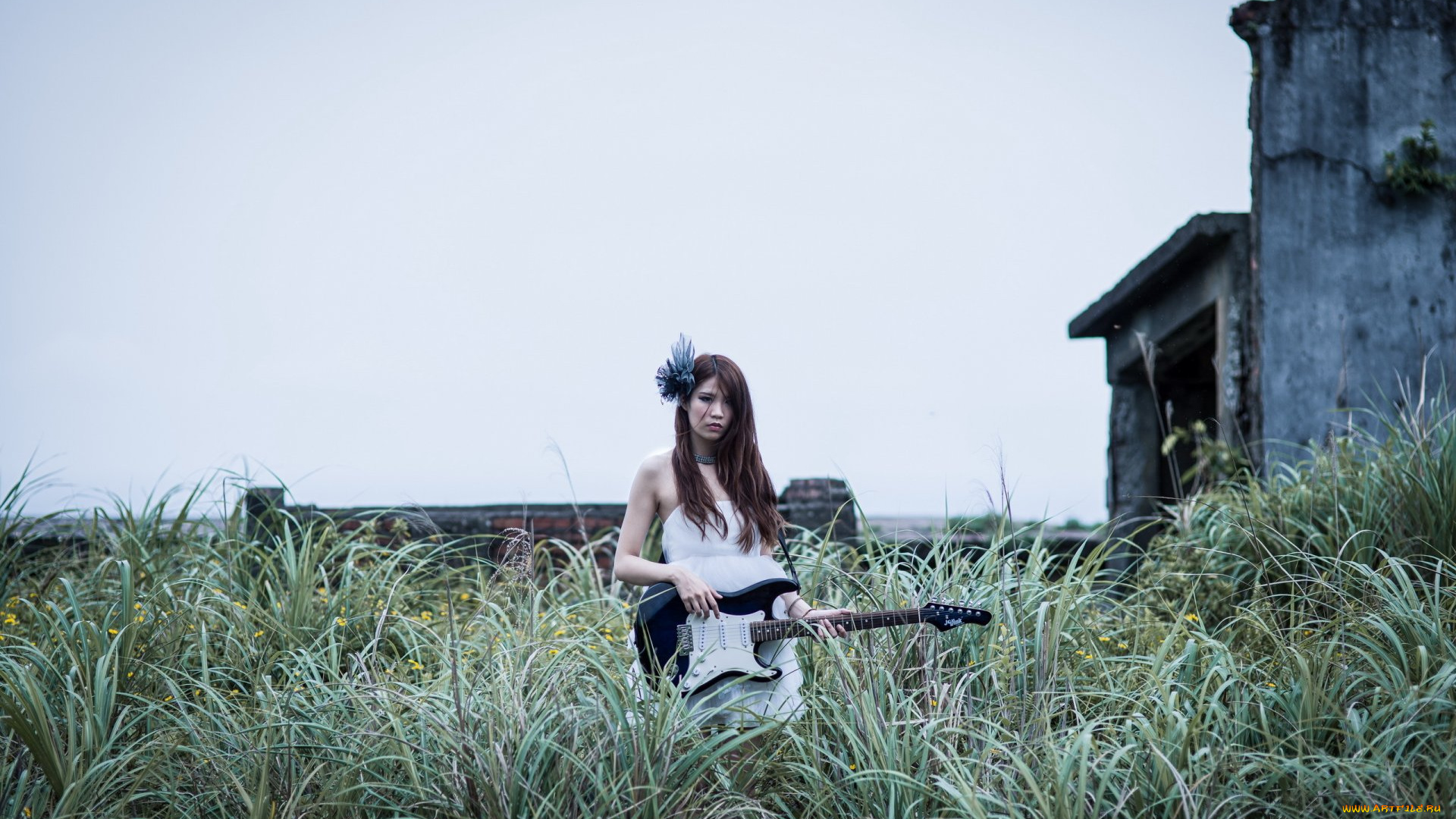 музыка, -другое, природа, растения, гитара, взгляд, девушка