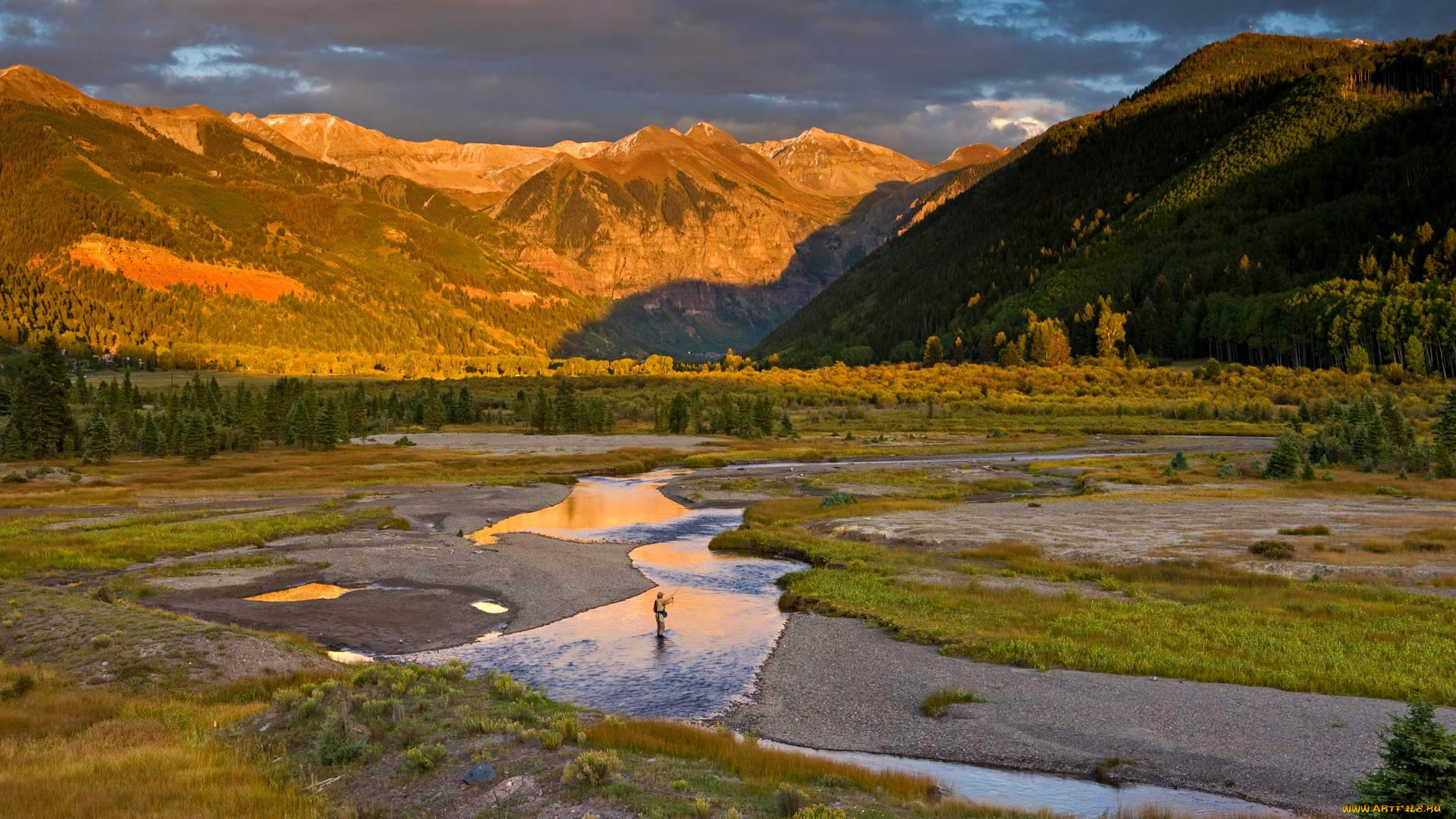 природа, реки, озера, сша, горы, рыбак, колорадо, река