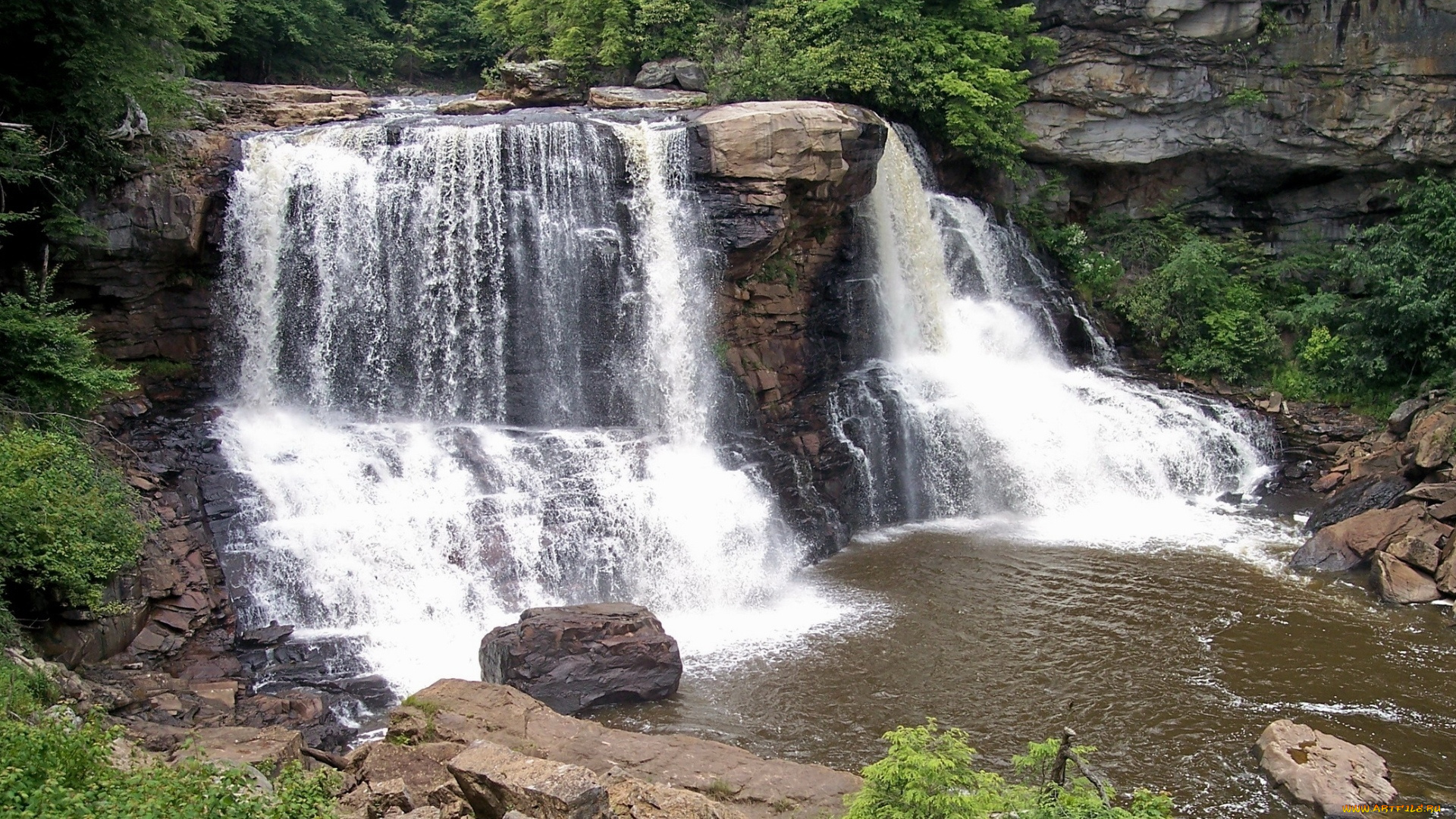 природа, водопады, камни, водопад
