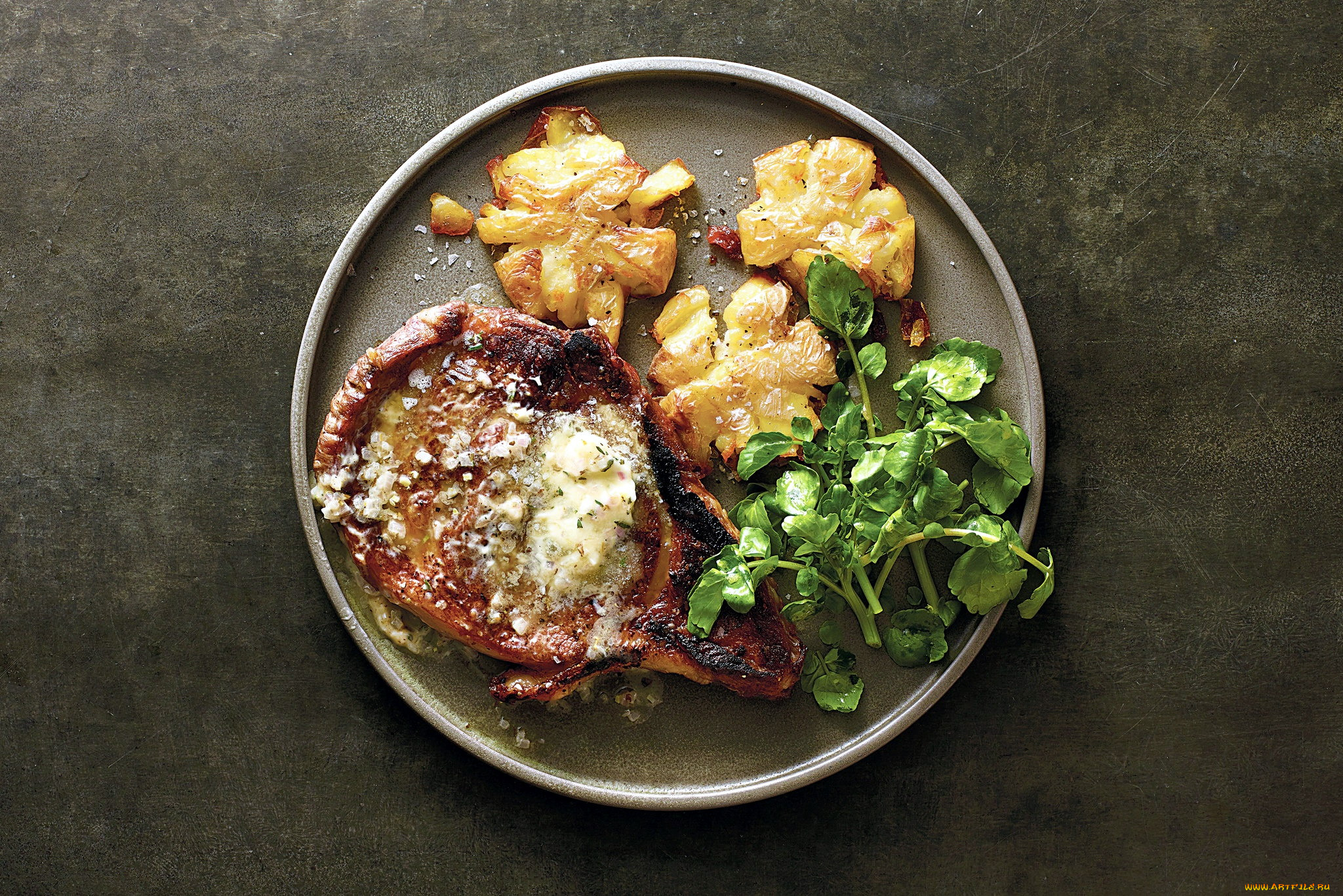 еда, мясные, блюда, картофель, отбивная, мясо