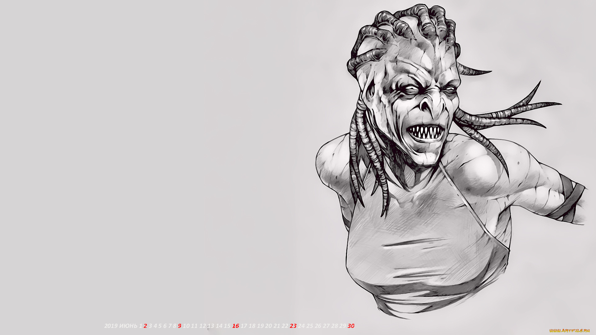 календари, фэнтези, существо, calendar, оскал, лицо