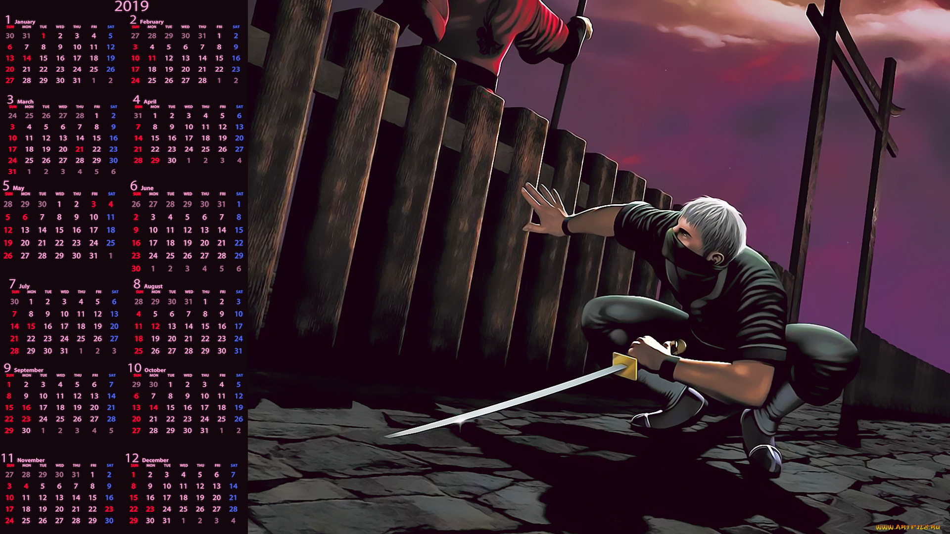 календари, видеоигры, calendar, сидеть, поза, маска, забор, оружие, мужчина