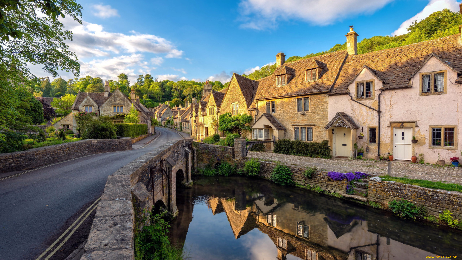 wiltshire, , castle, combe, , cotswolds, города, -, улицы, , площади, , набережные, канал, мост, дома, шоссе