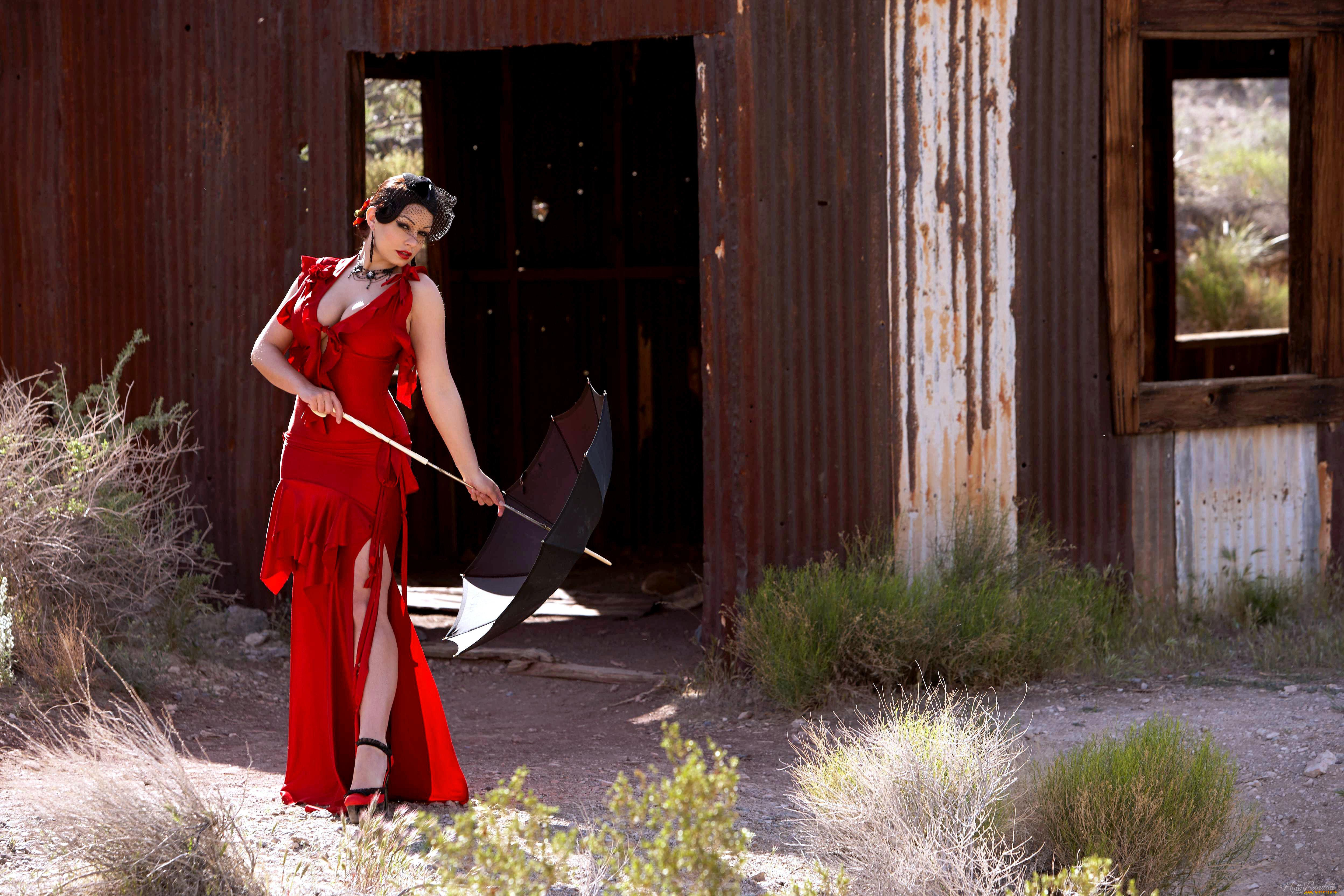 девушки, aria, giovanni, брюнетка, платье, зонт, сарай