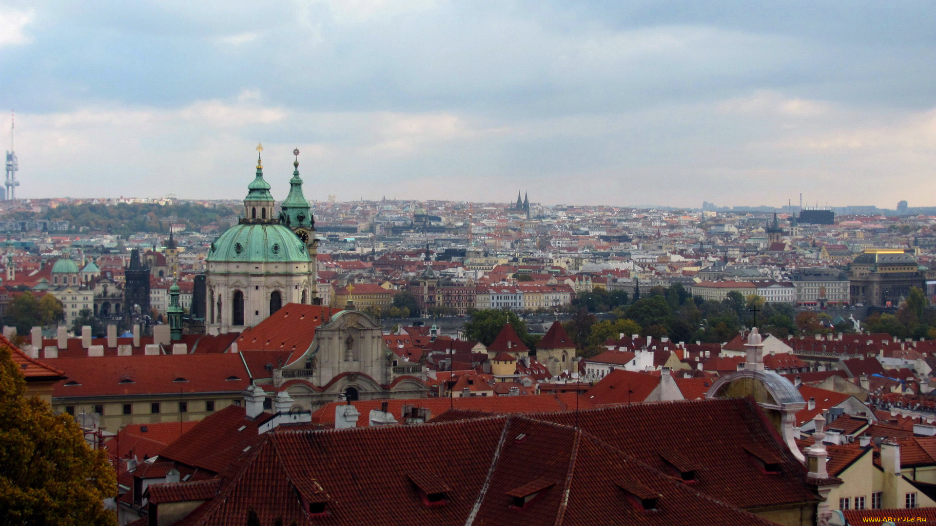 города, прага, , чехия, панорама