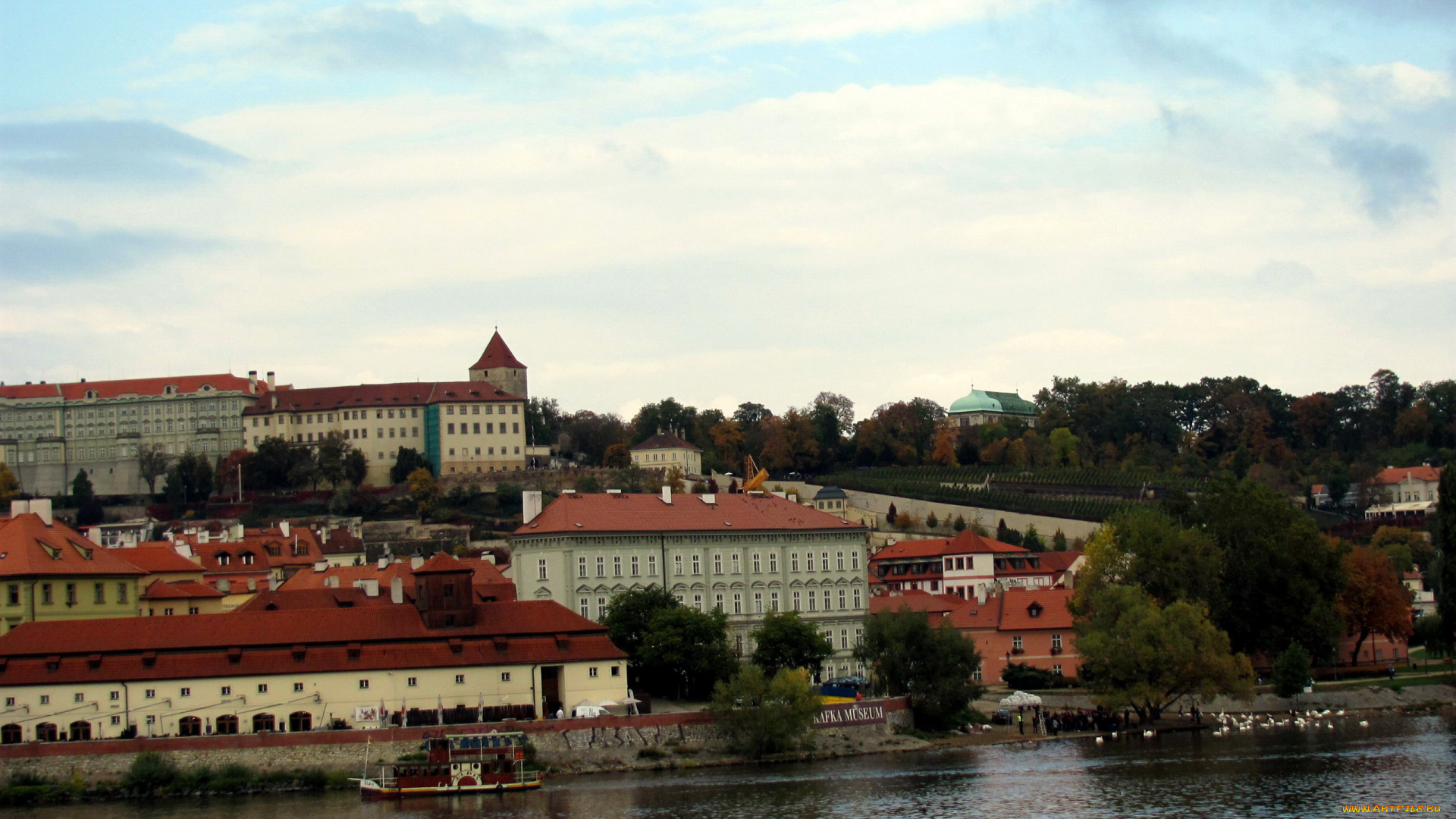 города, прага, , чехия, река, дома